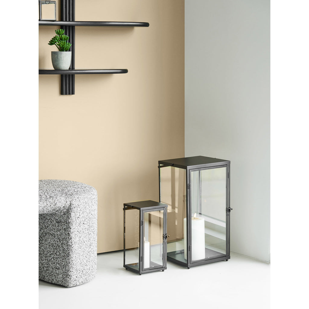 Ibra Lantaarns - Lantaarns, metaal/glas, zwart, set van 2