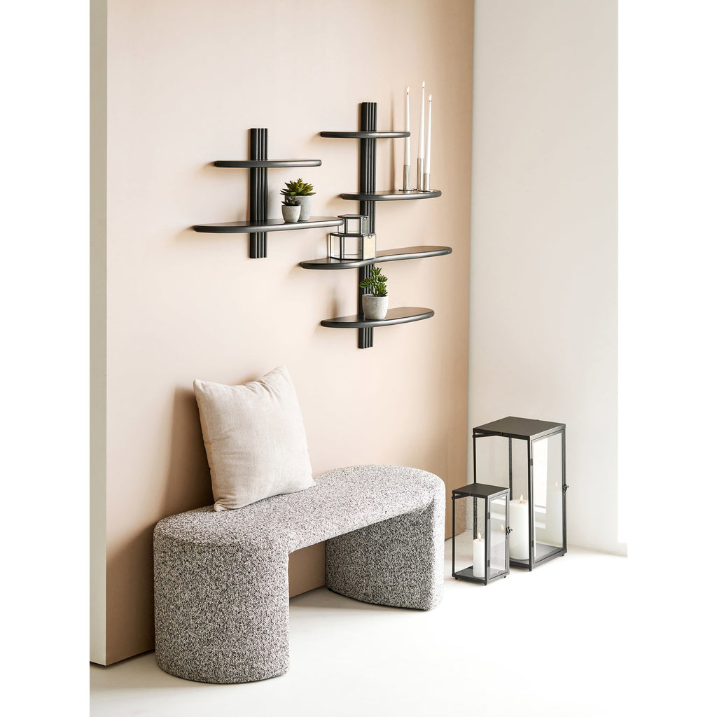 Ibra Lantaarns - Lantaarns, metaal/glas, zwart, set van 2