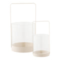 Windlicht - Glas/metaal, beige (set van 2)