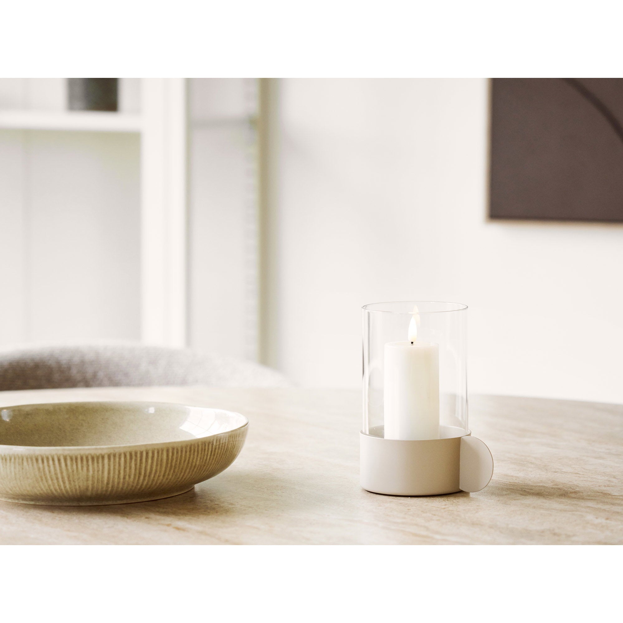 Windlicht - Windlicht, glas/metaal, beige, 10x13,5x16,5 cm