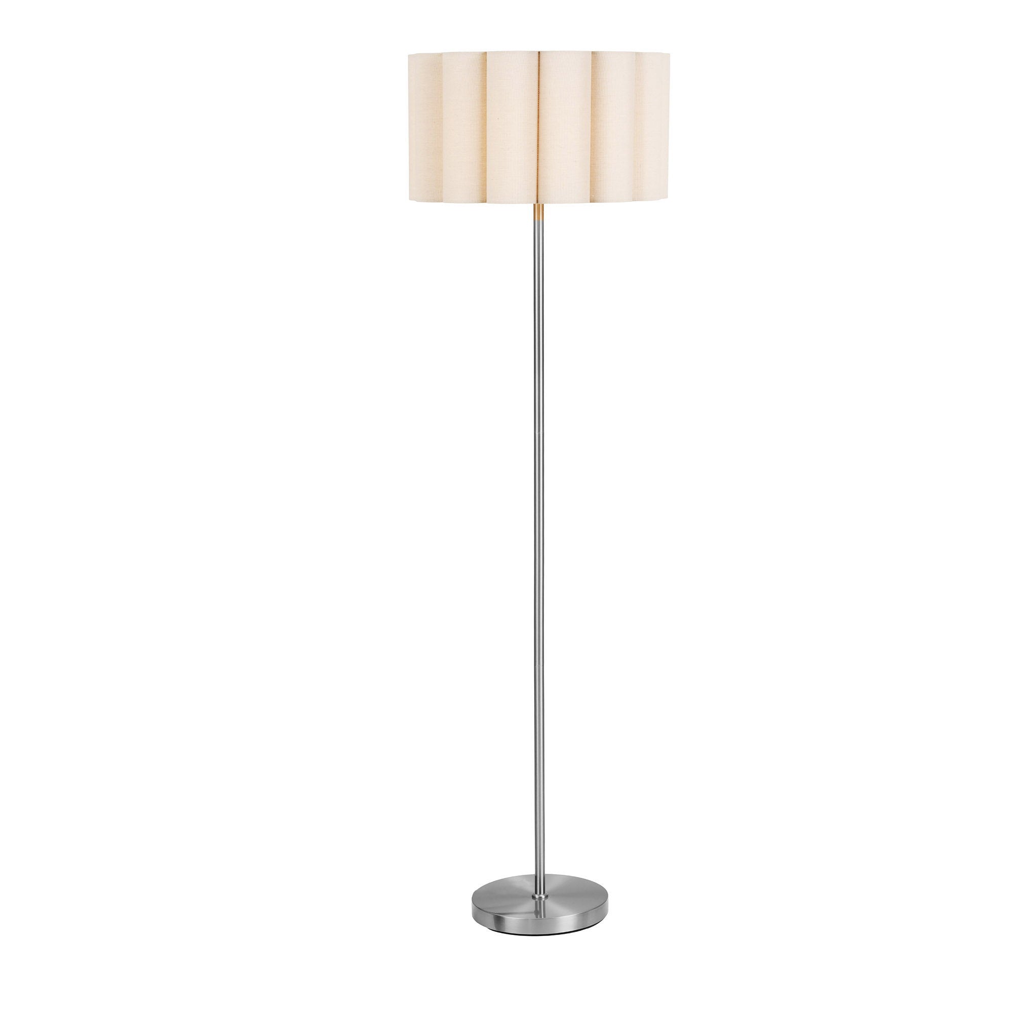 Wattom Vloerlamp - Vloerlamp, staal/linnen, grijs/beige