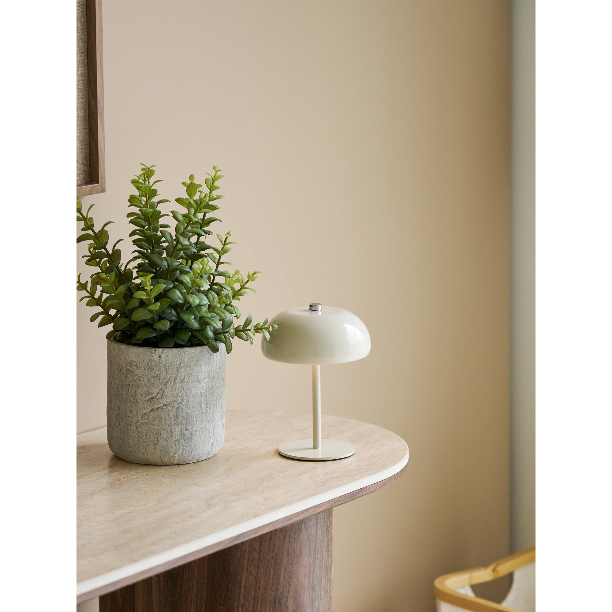 Margate Tafellamp - Oplaadbare tafellamp, metaal, beige, ø13 cm