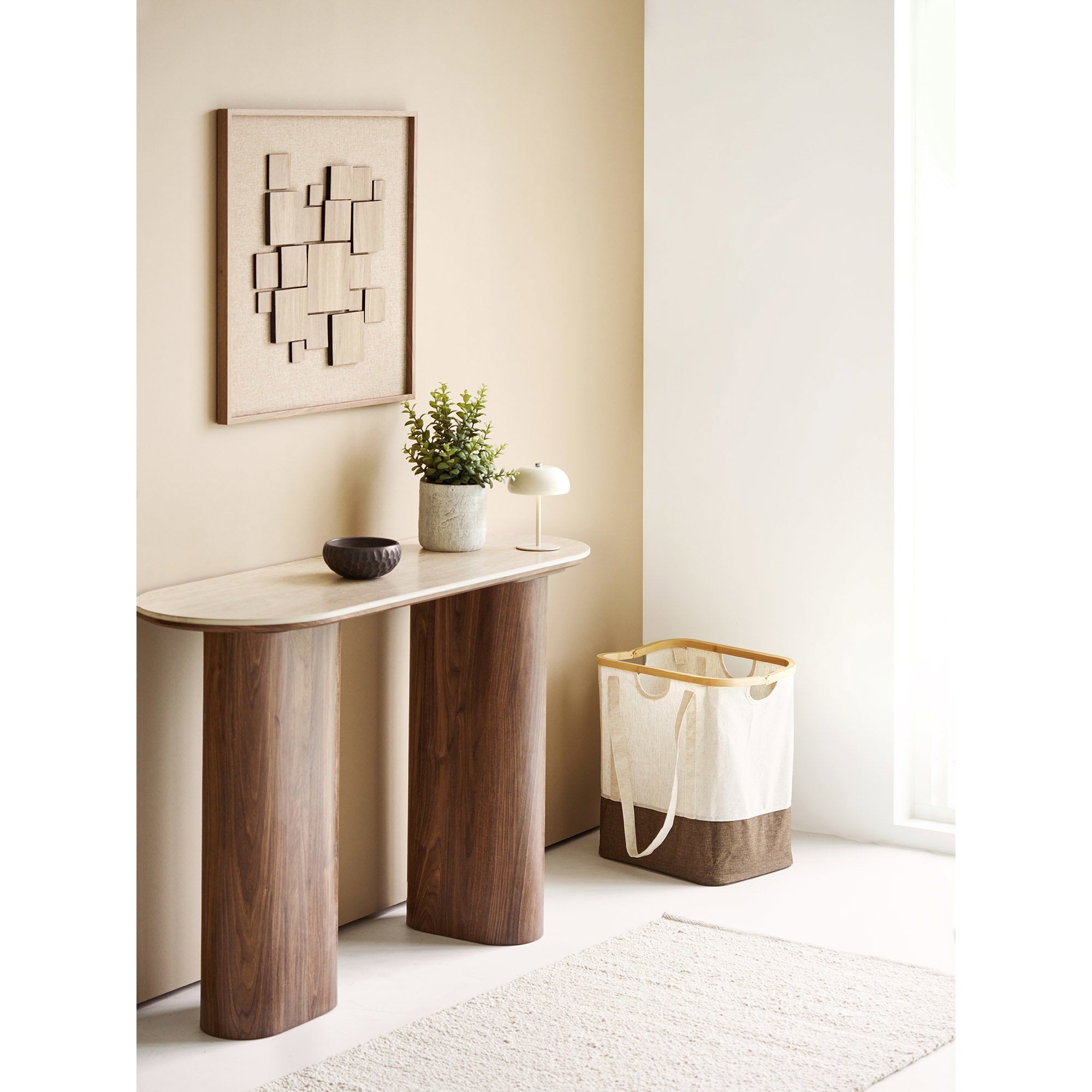 Margate Tafellamp - Oplaadbare tafellamp, metaal, beige, ø13 cm