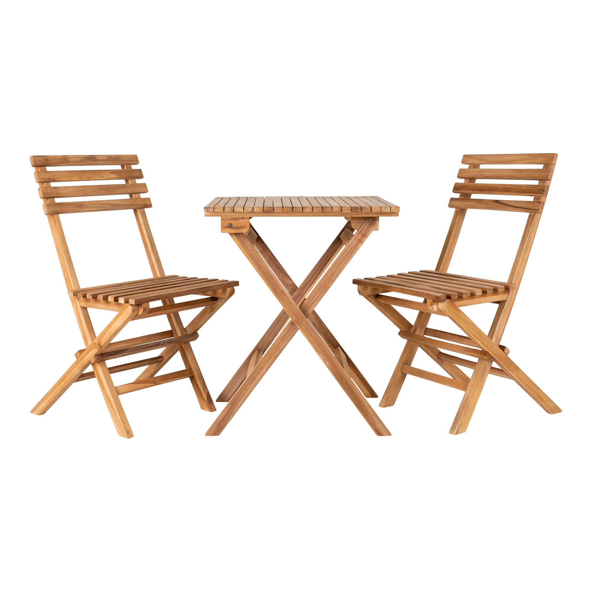 Cuenca Caféset - 2 stoelen en 1 tafel, teak, naturel