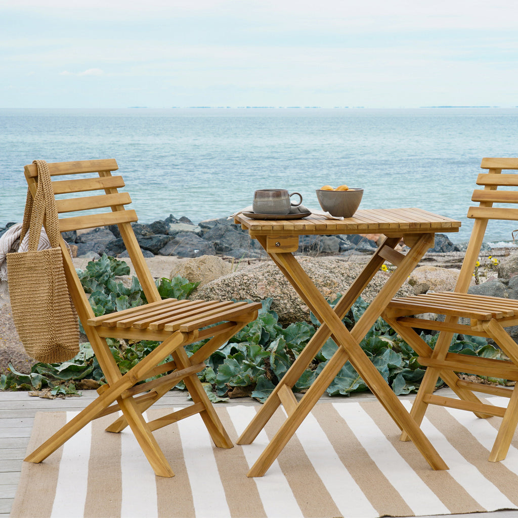 Cuenca Caféset - 2 stoelen en 1 tafel, teak, naturel