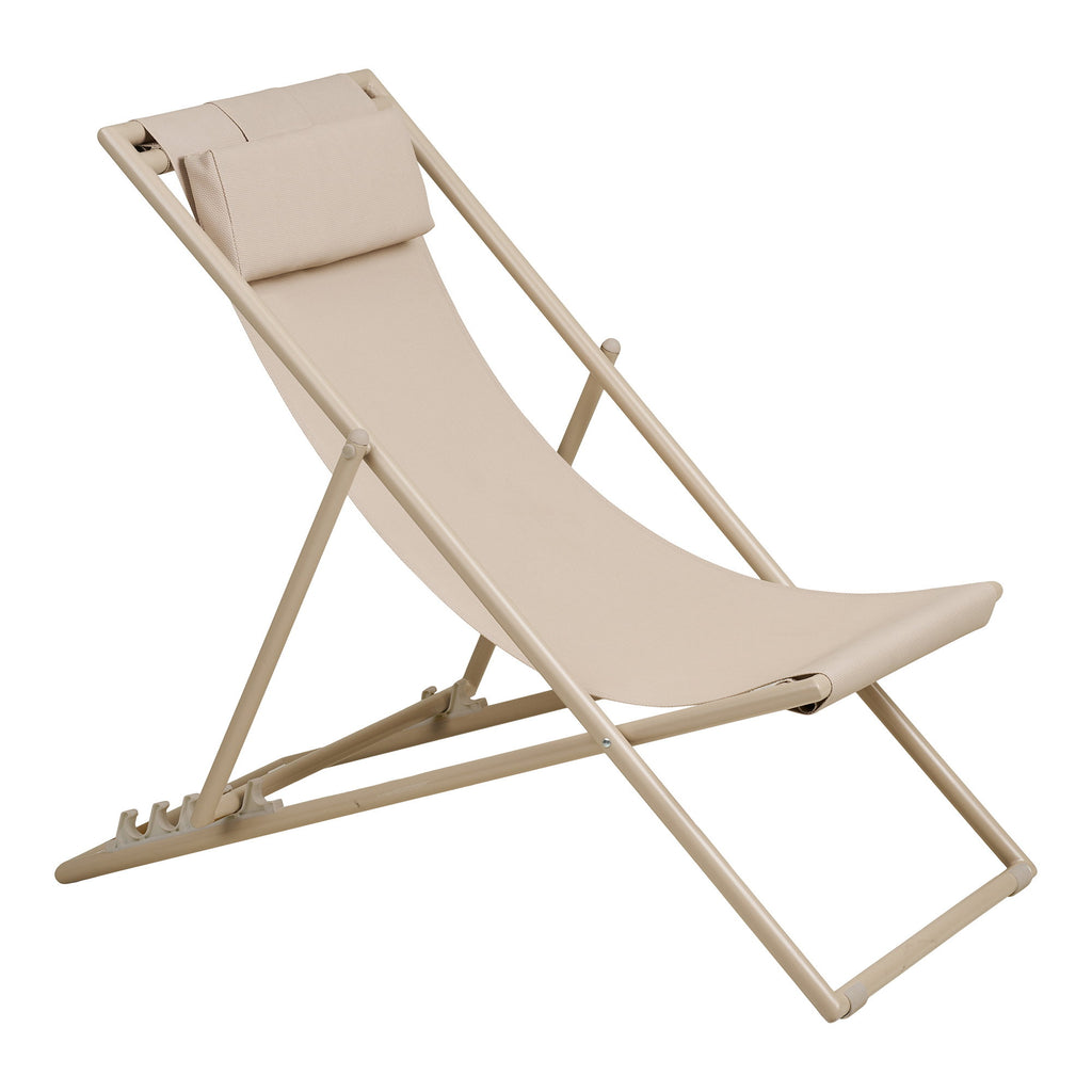 Curtis Strandstoel - Met 4-standen rugleuning, textilene/staal, taupe
