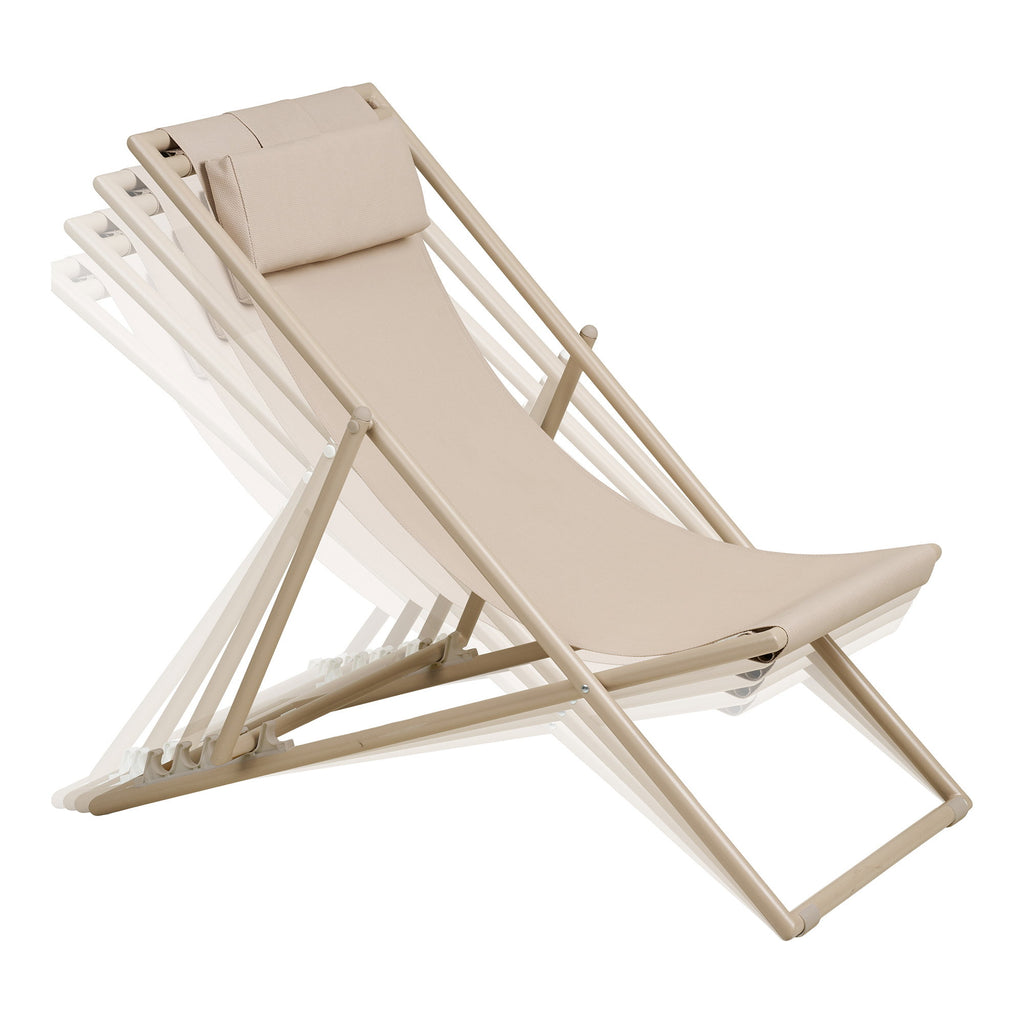 Curtis Strandstoel - Met 4-standen rugleuning, textilene/staal, taupe