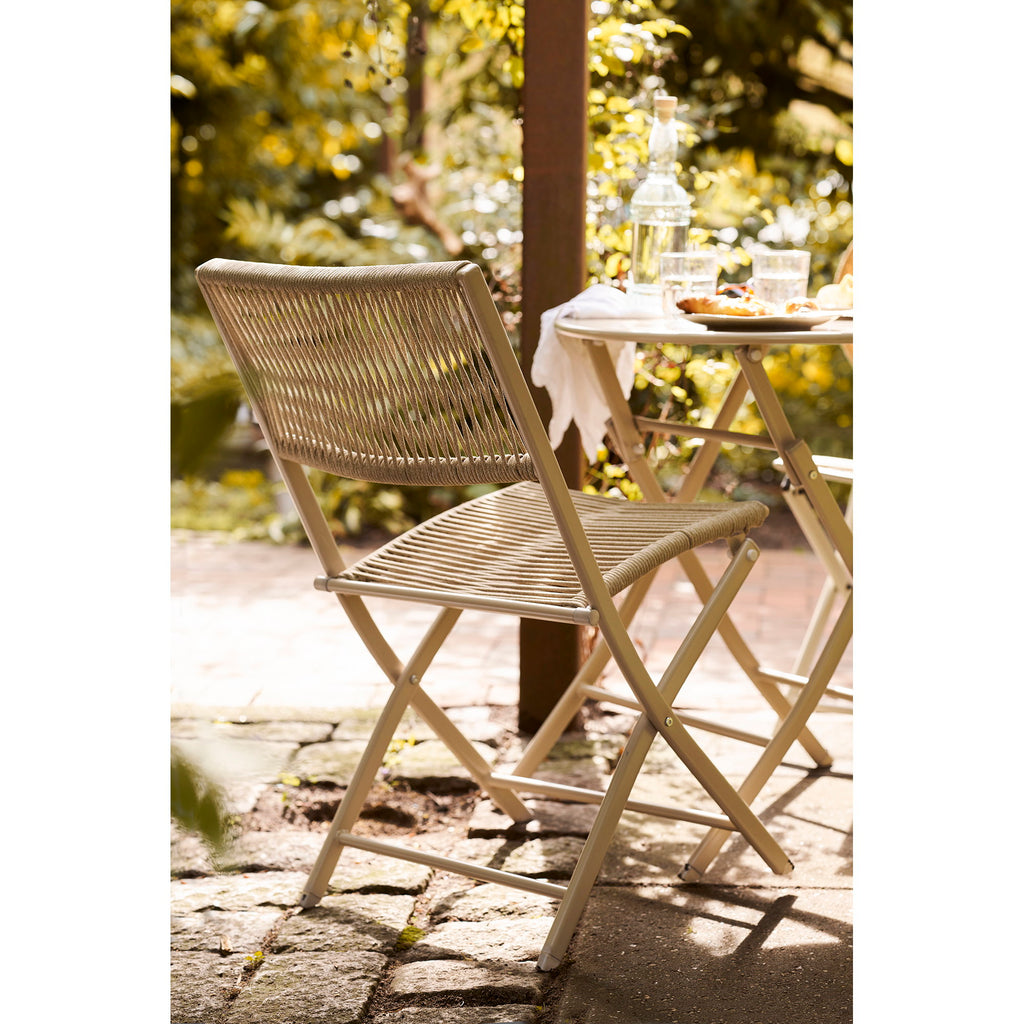 Arcas Bistroset - 2 stoelen en 1 tafel, polyester/staal, taupe
