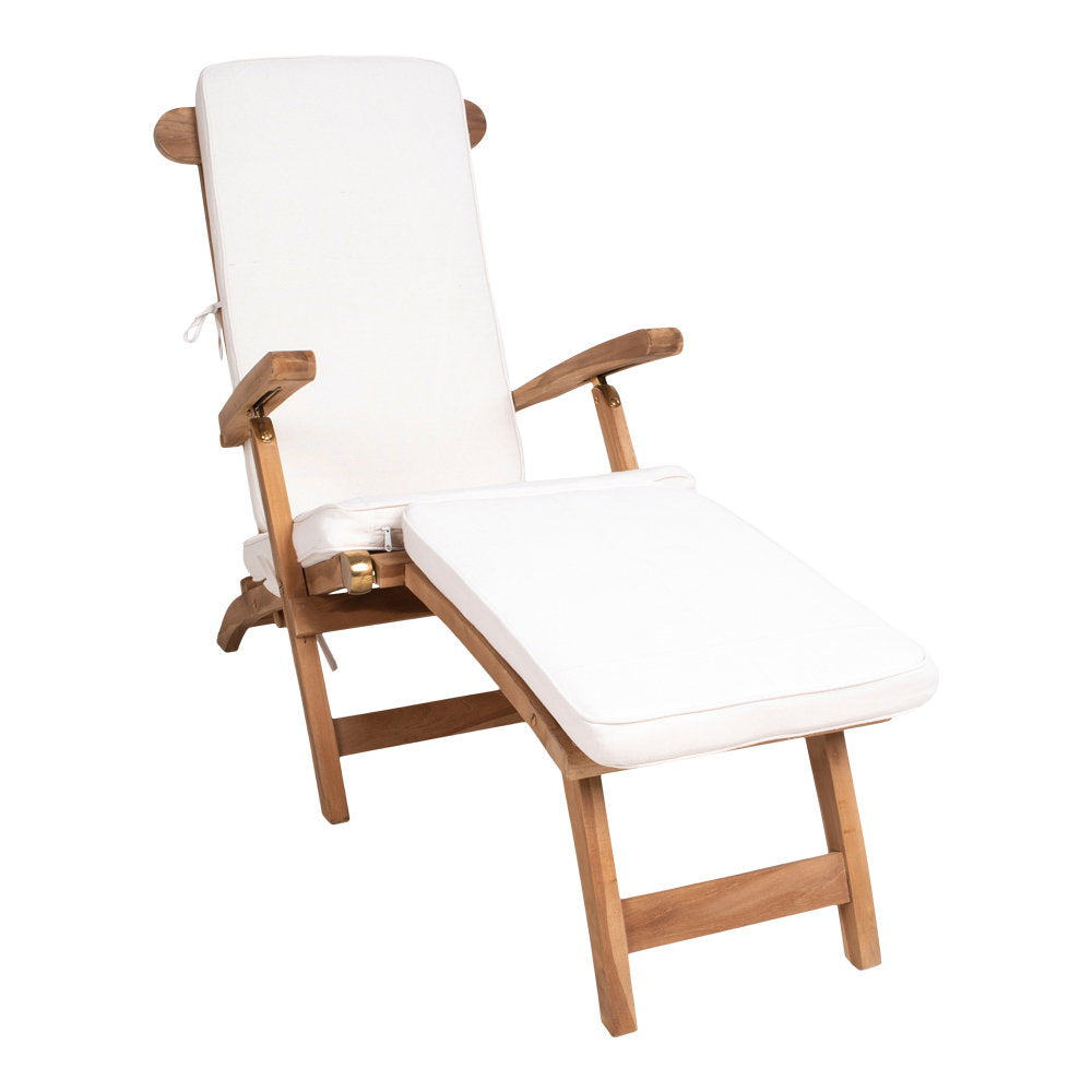 Arrecife Ligstoel met Kussen - Teak/katoen, naturel/wit