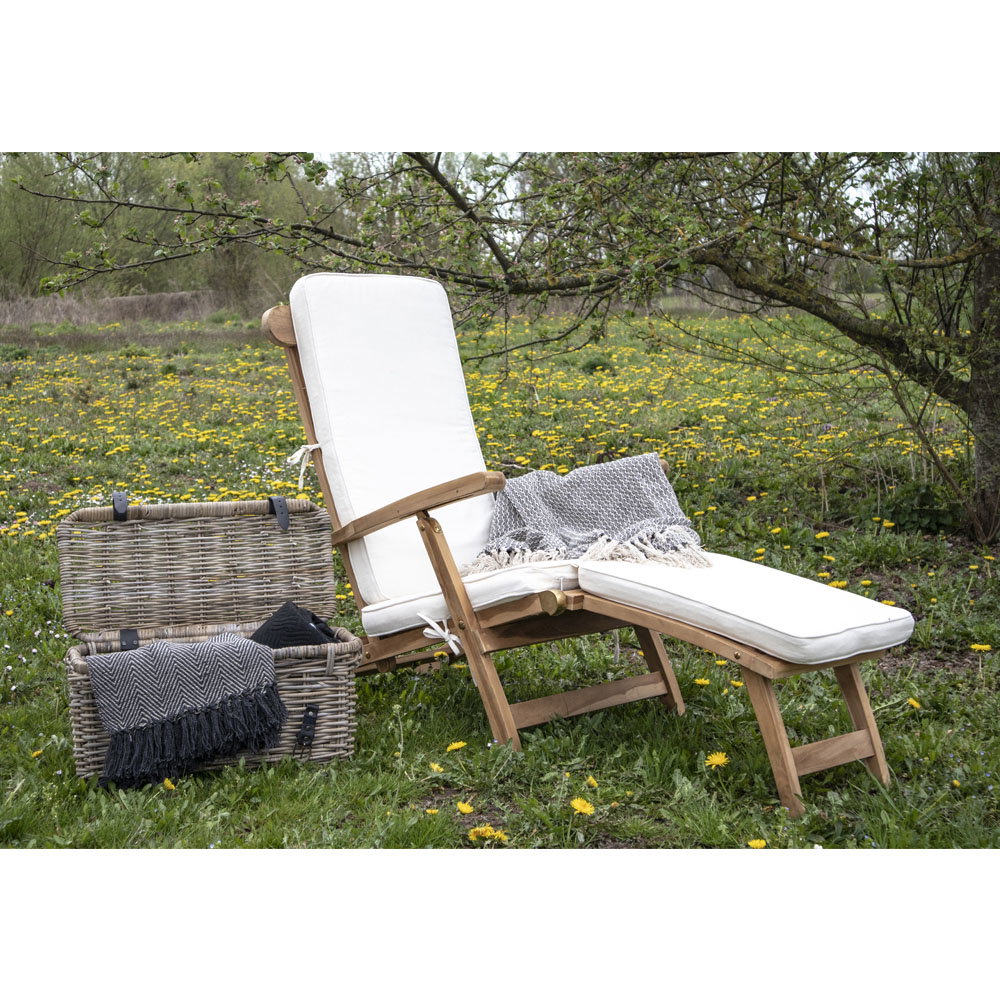 Arrecife Ligstoel met Kussen - Teak/katoen, naturel/wit