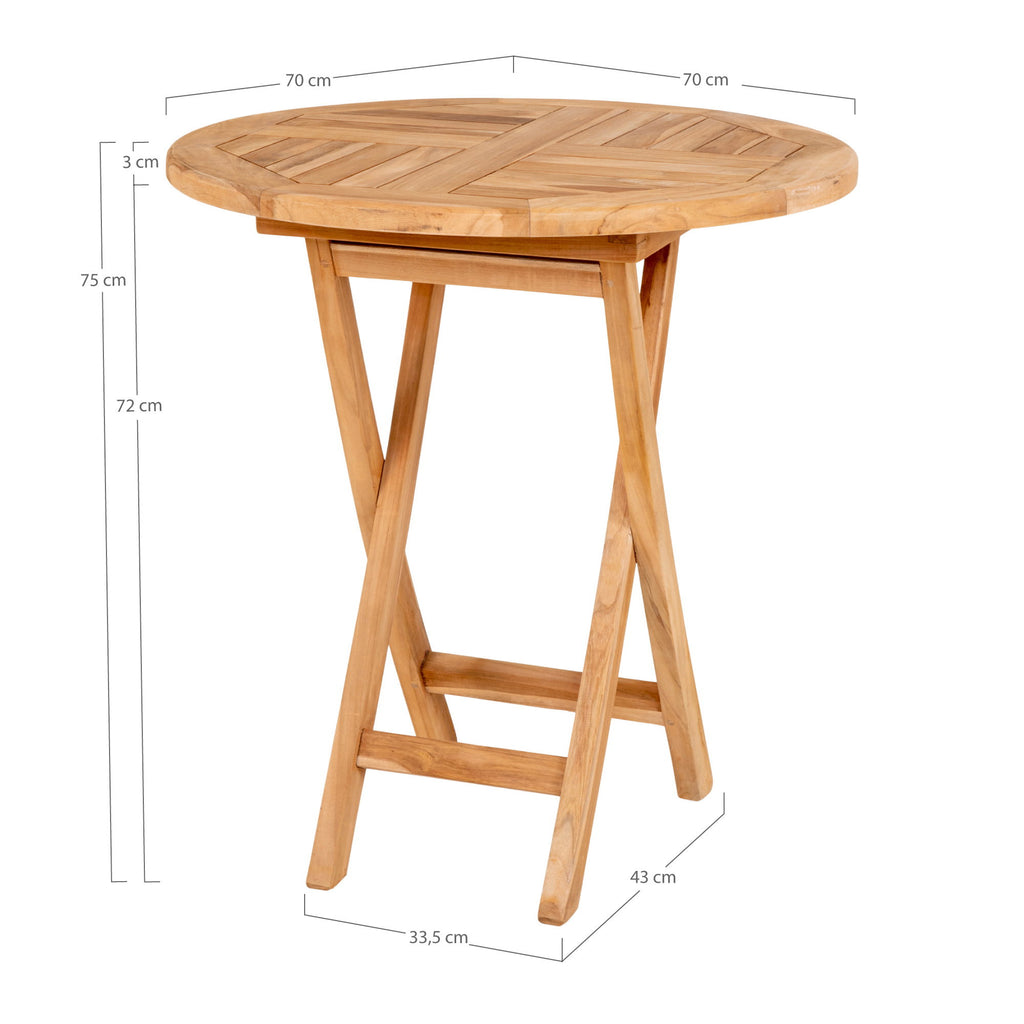 Oviedo Bijzettafel - Bijzettafel van teakhout, naturel Ø70x75 cm