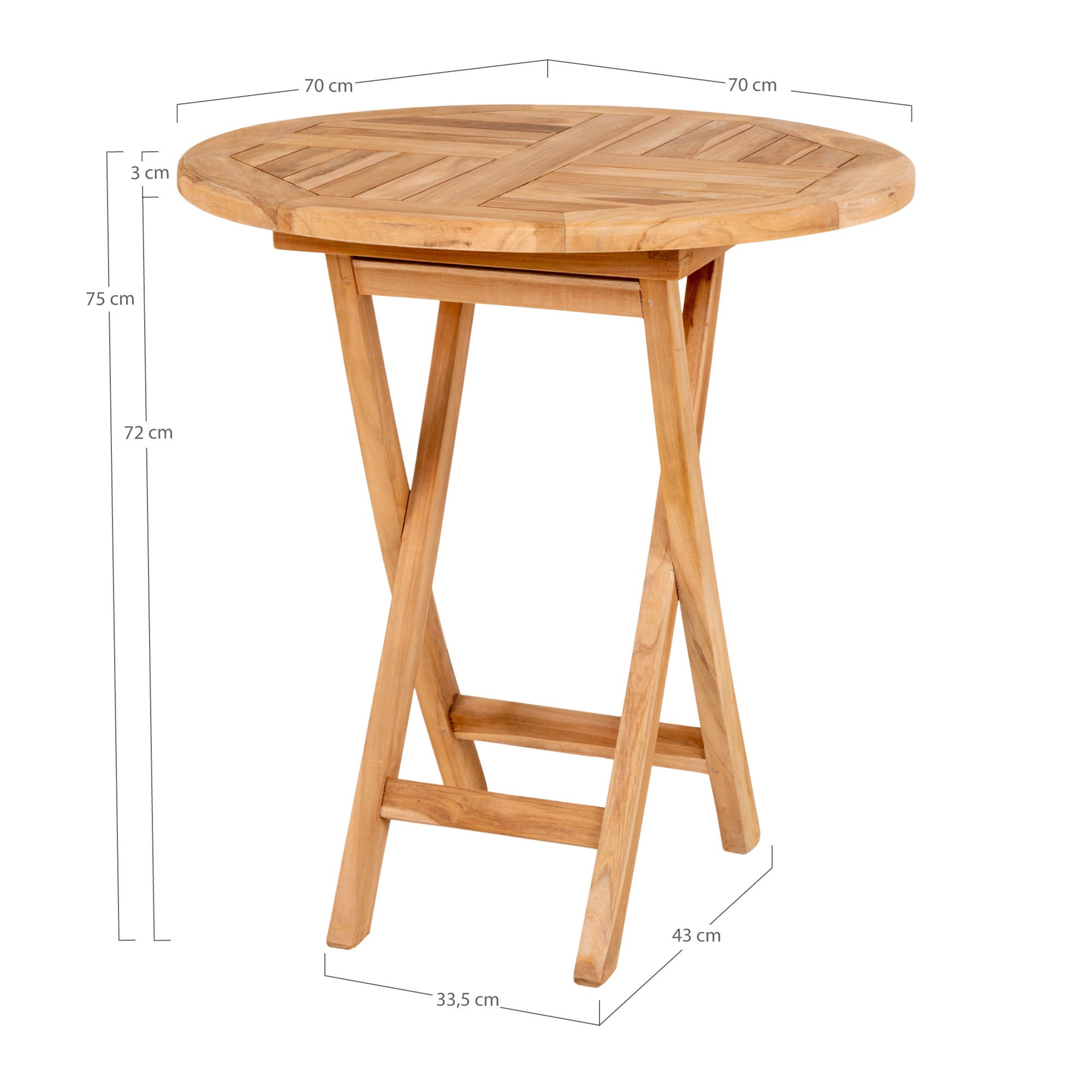 Oviedo Bijzettafel - Bijzettafel van teakhout, naturel Ø70x75 cm