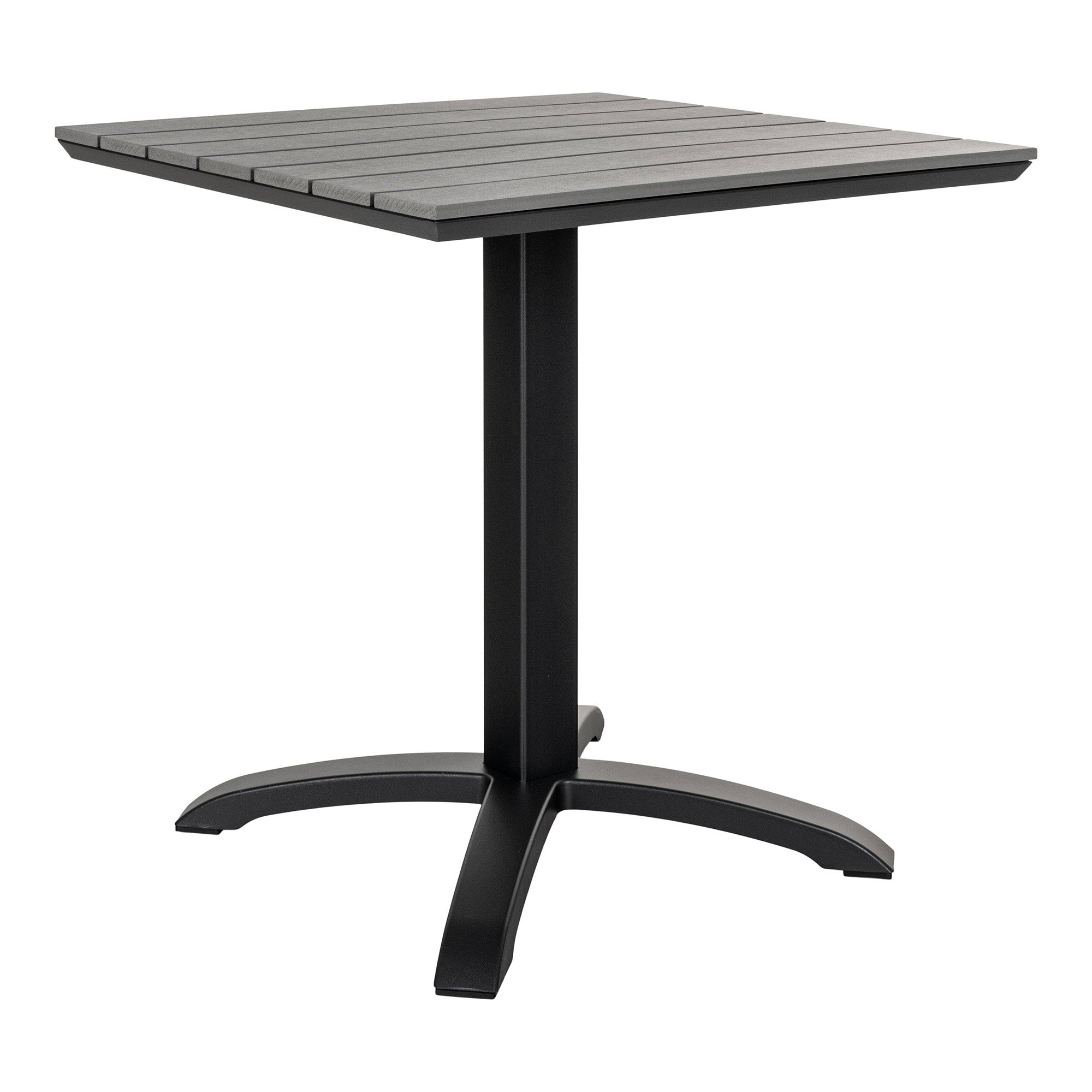 Chicago Bistrotafel - Tafelblad van grijs nonwood, zwarte poten 70x70x72 cm