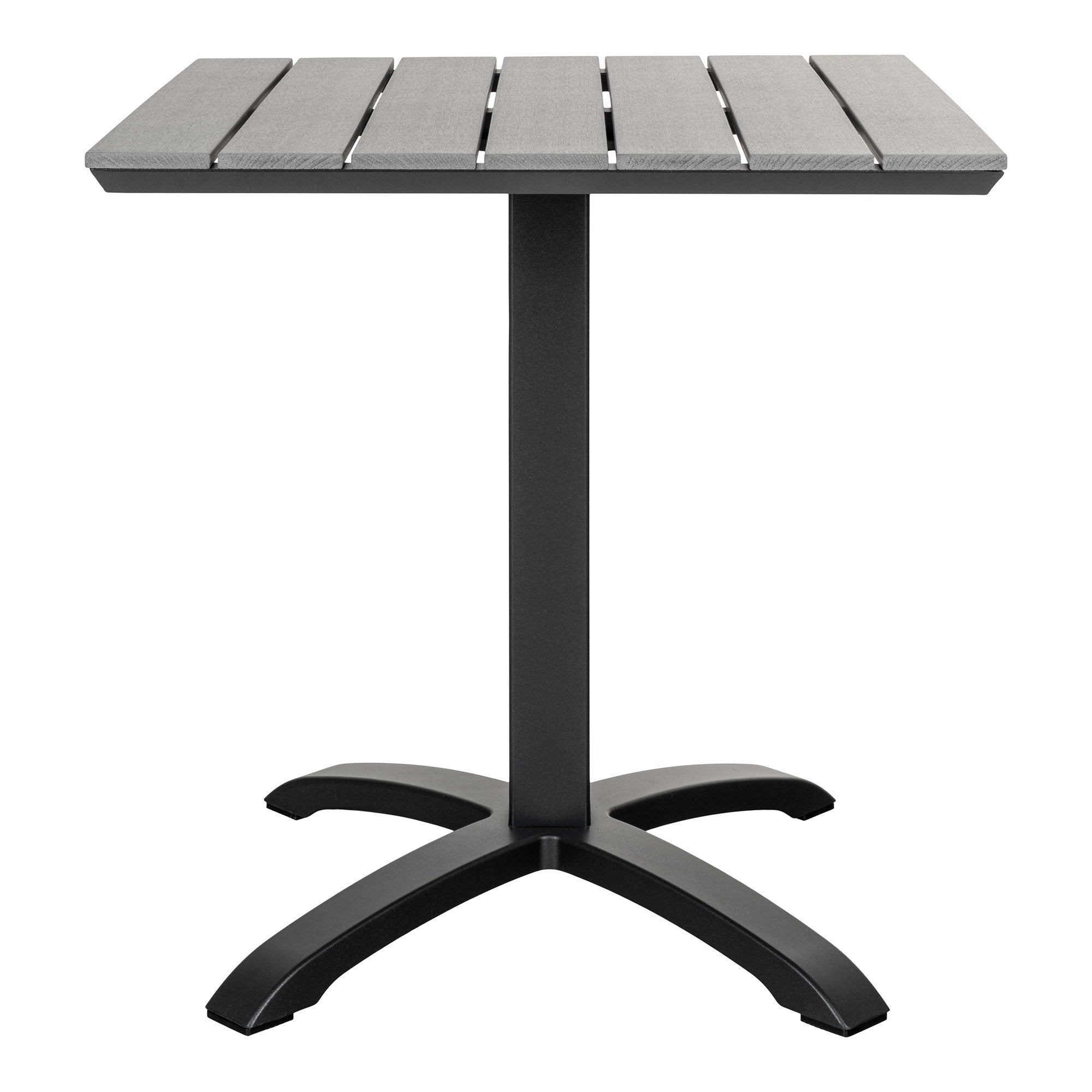 Chicago Bistrotafel - Tafelblad van grijs nonwood, zwarte poten 70x70x72 cm