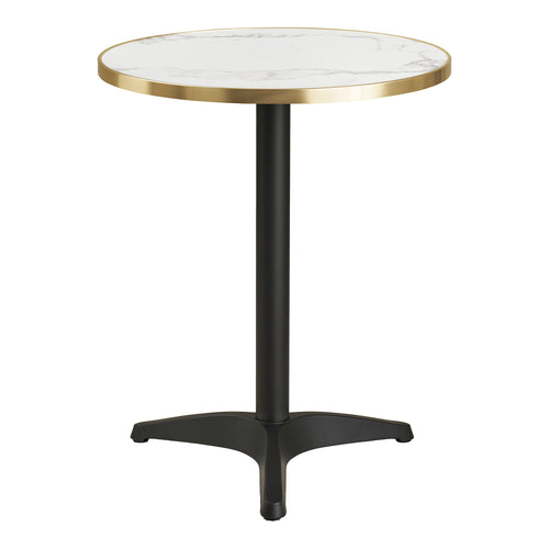 Bistrotafel - Marmerlook, wit met gouden rand, zwarte poten, aluminium Ø60x73 cm - Noël Home
