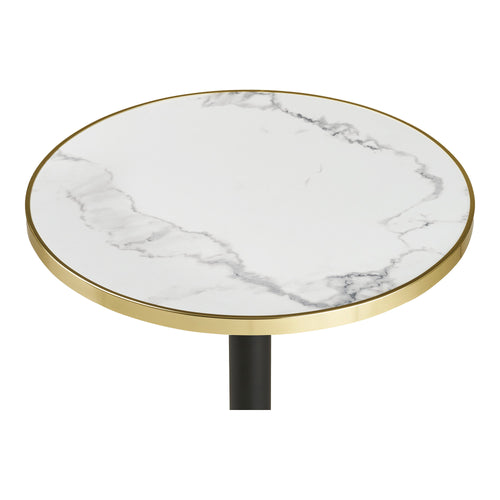 Bistrotafel - Marmerlook, wit met gouden rand, zwarte poten, aluminium Ø60x73 cm - Noël Home