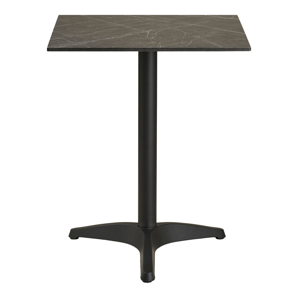 Bistrotafel - Marmerlook, donkergrijs, zwarte poten, aluminium 60x60x73 cm