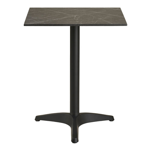 Bistrotafel - Marmerlook, donkergrijs, zwarte poten, aluminium 60x60x73 cm - Noël Home