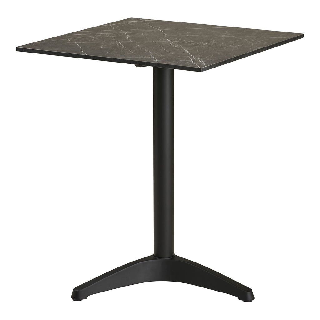 Bistrotafel - Marmerlook, donkergrijs, zwarte poten, aluminium 60x60x73 cm