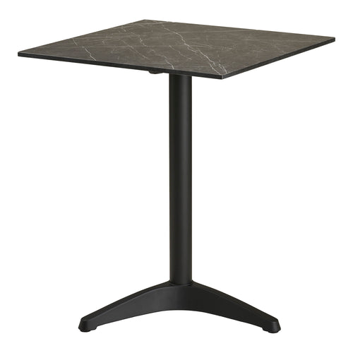 Bistrotafel - Marmerlook, donkergrijs, zwarte poten, aluminium 60x60x73 cm - Noël Home