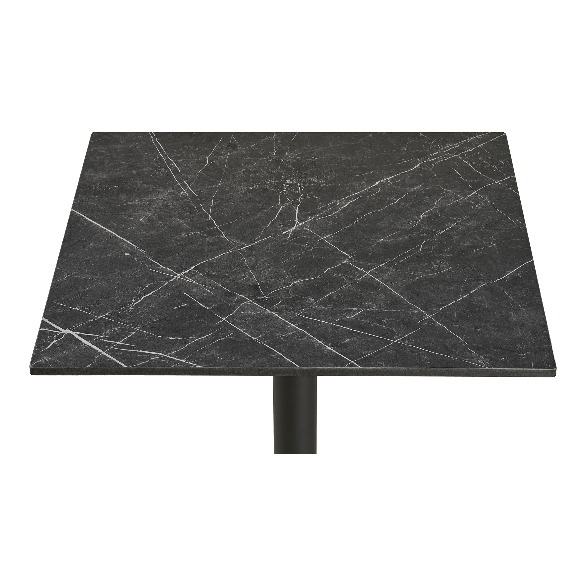 Bistrotafel - Marmerlook, donkergrijs, zwarte poten, aluminium 60x60x73 cm