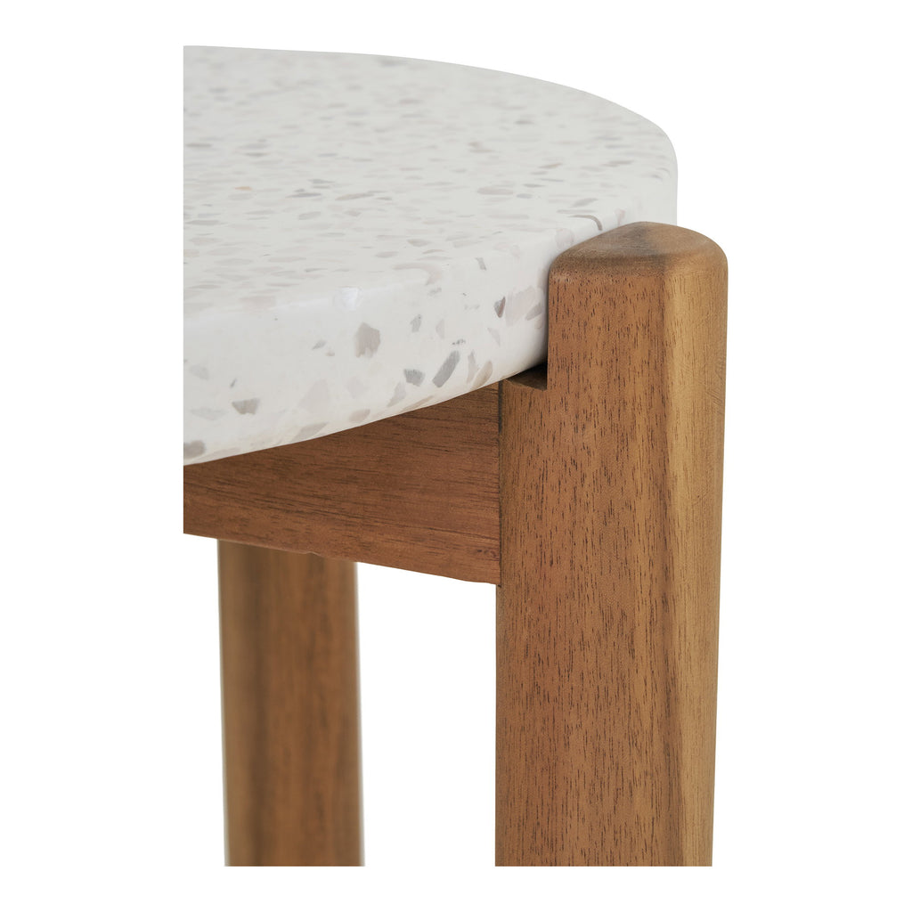 Terracina Bijzettafel - Bijzettafel, acaciahout/terrazzo, wit/naturel Ø37x48 cm