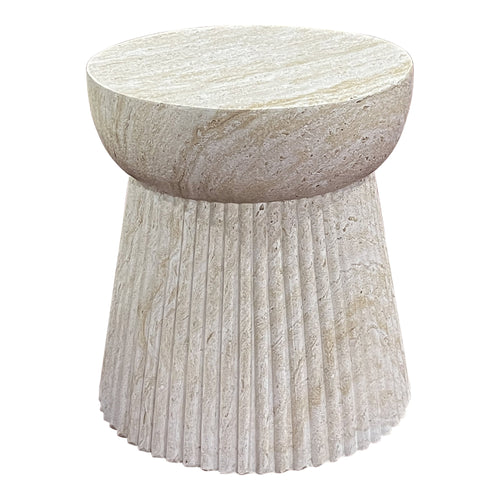 Bonn Bijzettafel - Bijzettafel, fiberclay met gefreesde structuur, naturel Ø37x43 cm - Noël Home