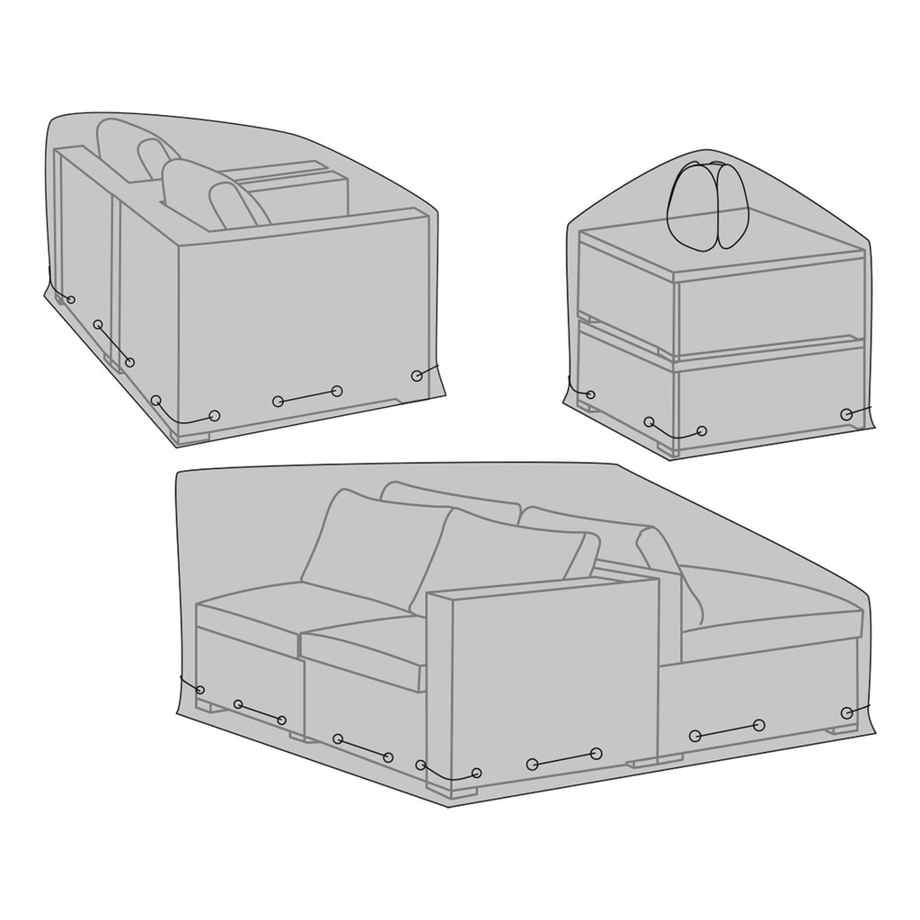 Luxury Hoes - Luxe beschermhoes voor modulaire set, 210g/m² 600D polyester met PU-coating, waterafstotend, zwart, set van 3