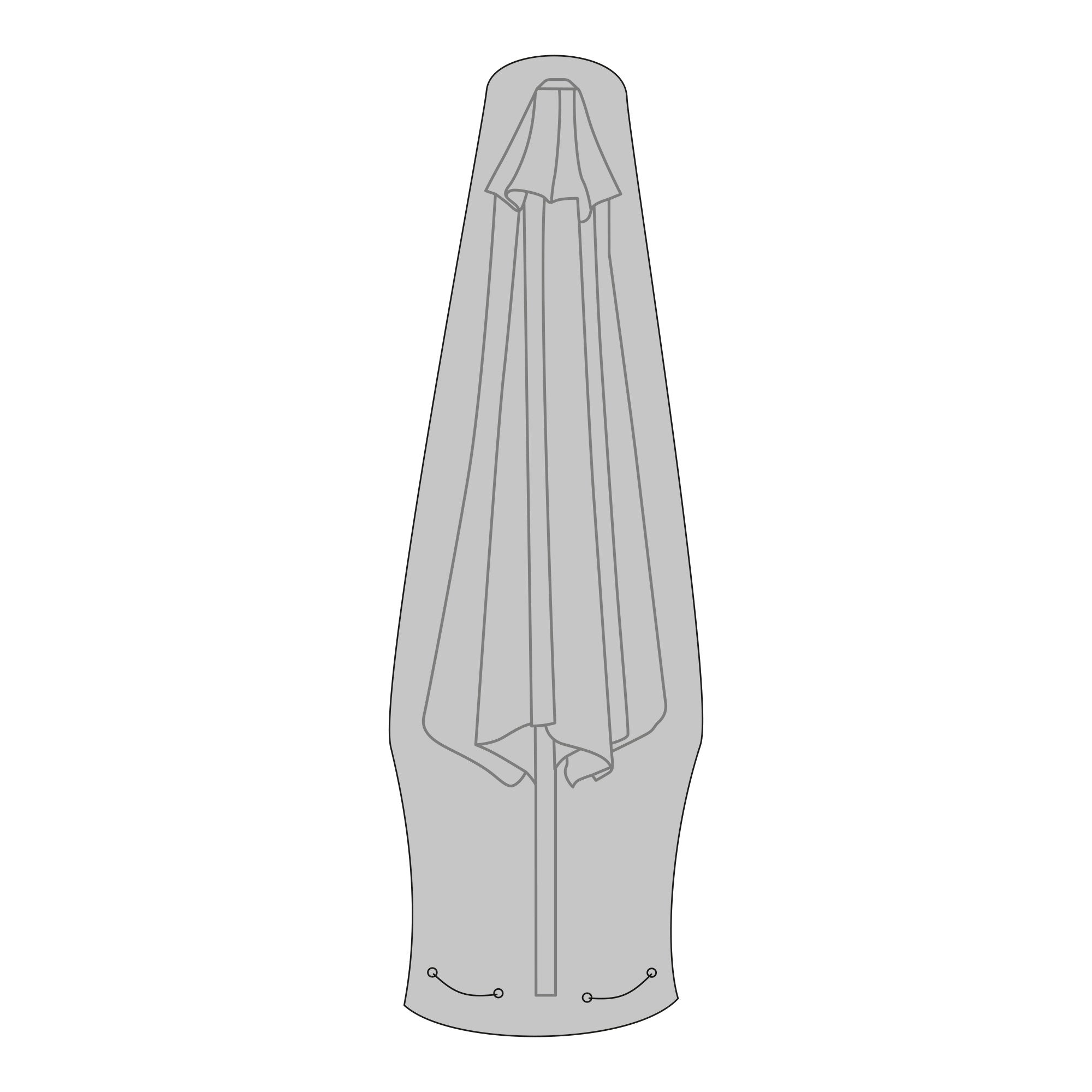 Luxury Hoes - Luxe beschermhoes voor markiesparasol, 210g/m² 600D polyester met PU-coating, waterafstotend, zwart