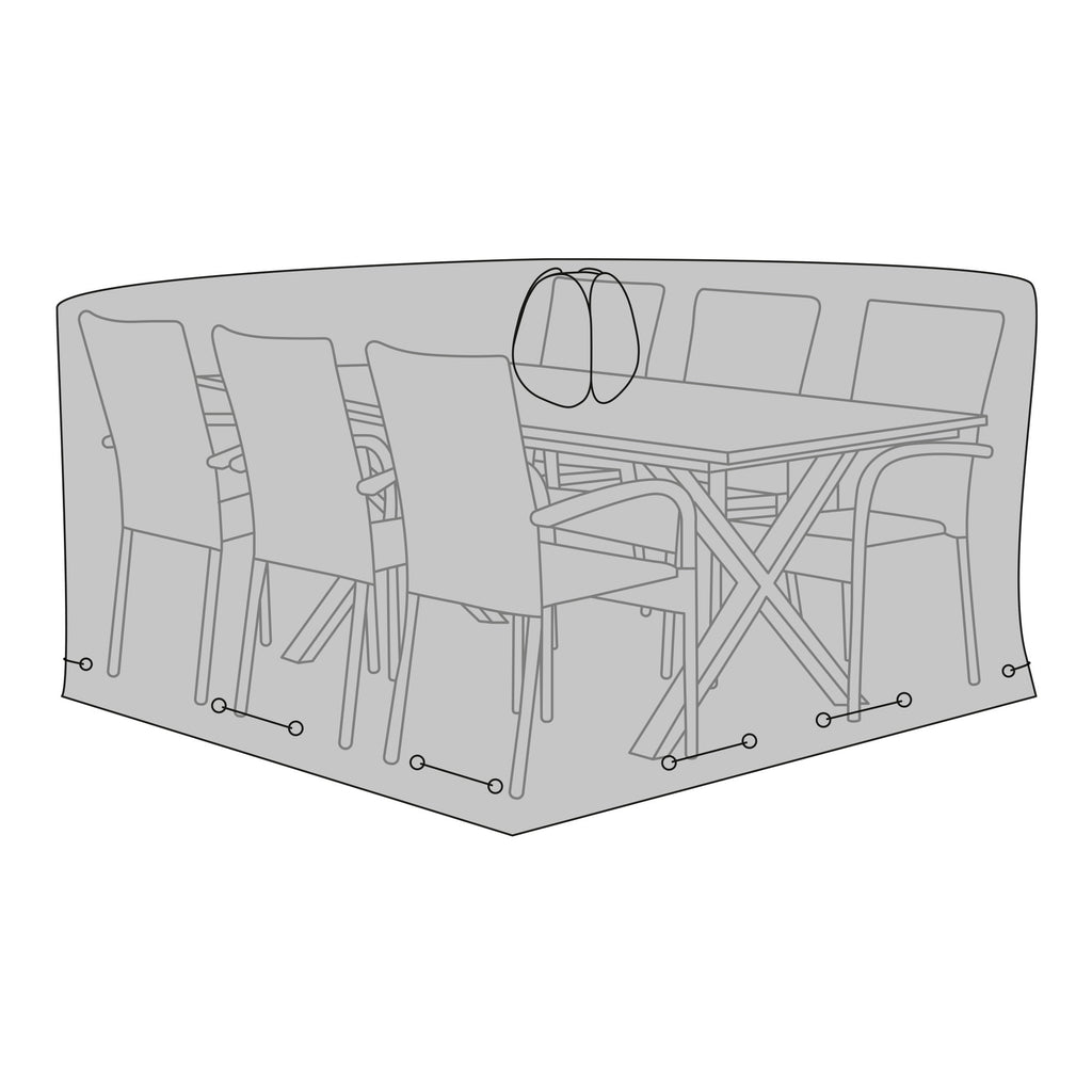 Luxury Hoes - Luxe beschermhoes voor tafel met 6 stoelen, 210g/m² 600D polyester met PU-coating, waterafstotend, zwart