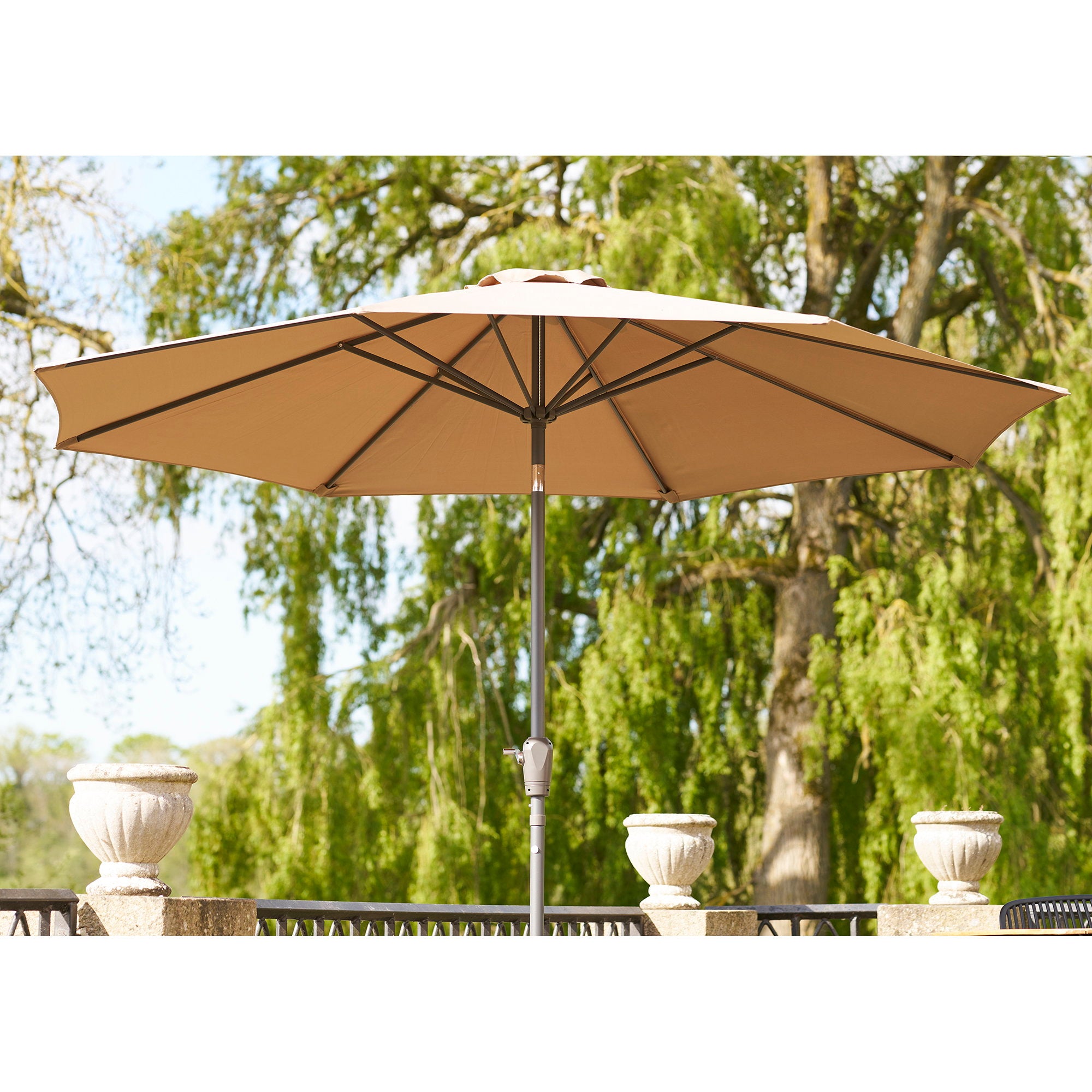 Houston Parasol - Met draaimechanisme en kantelfunctie, metalen paal, zandkleurig, Ø300 cm