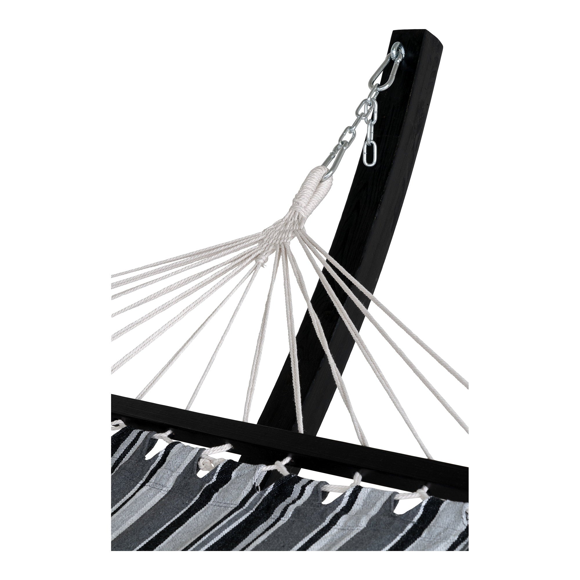 Tripoli Hangmat - Met houten standaard, larikshout, polyester/katoen, zwart/grijs/wit