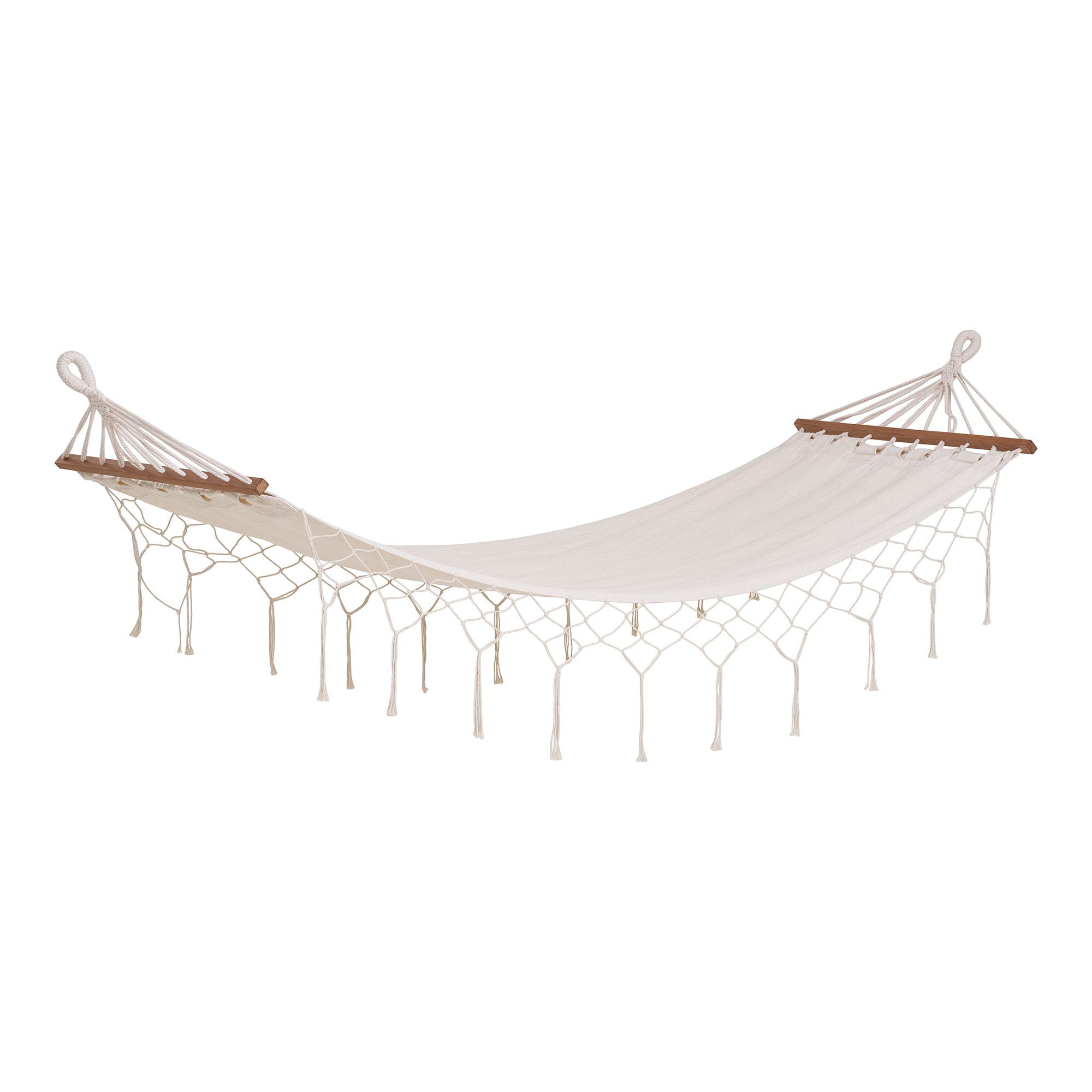 Edessa Hangmat - Polyester/katoen, larikshout, gebroken wit