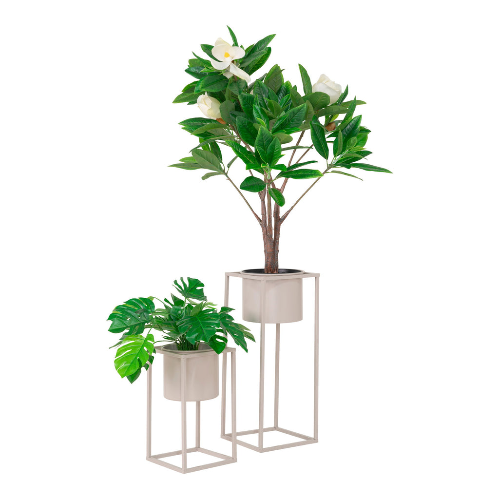 Marla Bloempotten - Bloempotten, staal, beigegrijs (set van 2)