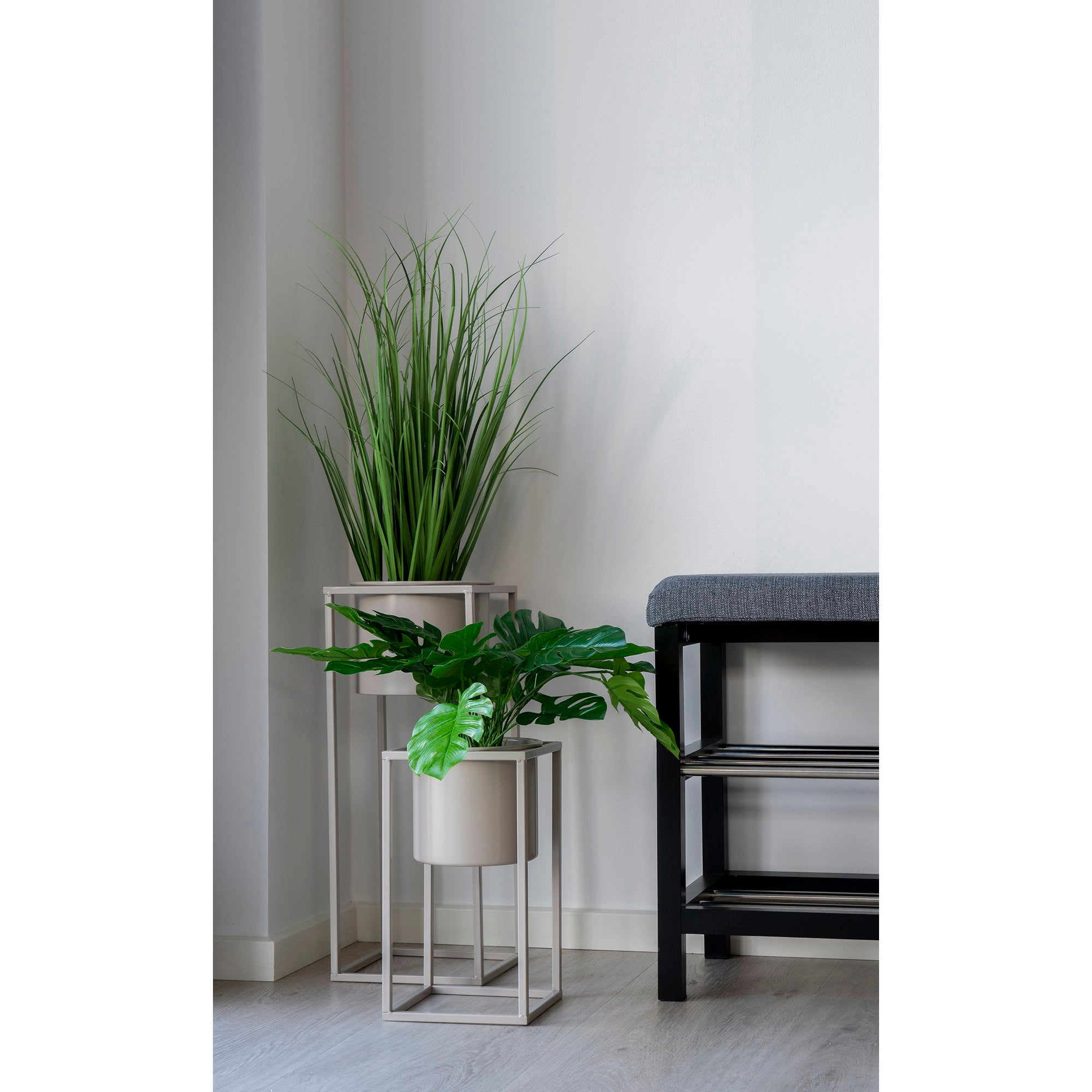 Marla Bloempotten - Bloempotten, staal, beigegrijs (set van 2)