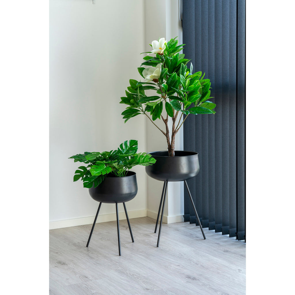 Ardola Bloempotten - Bloempotten, staal, zwart (set van 2)