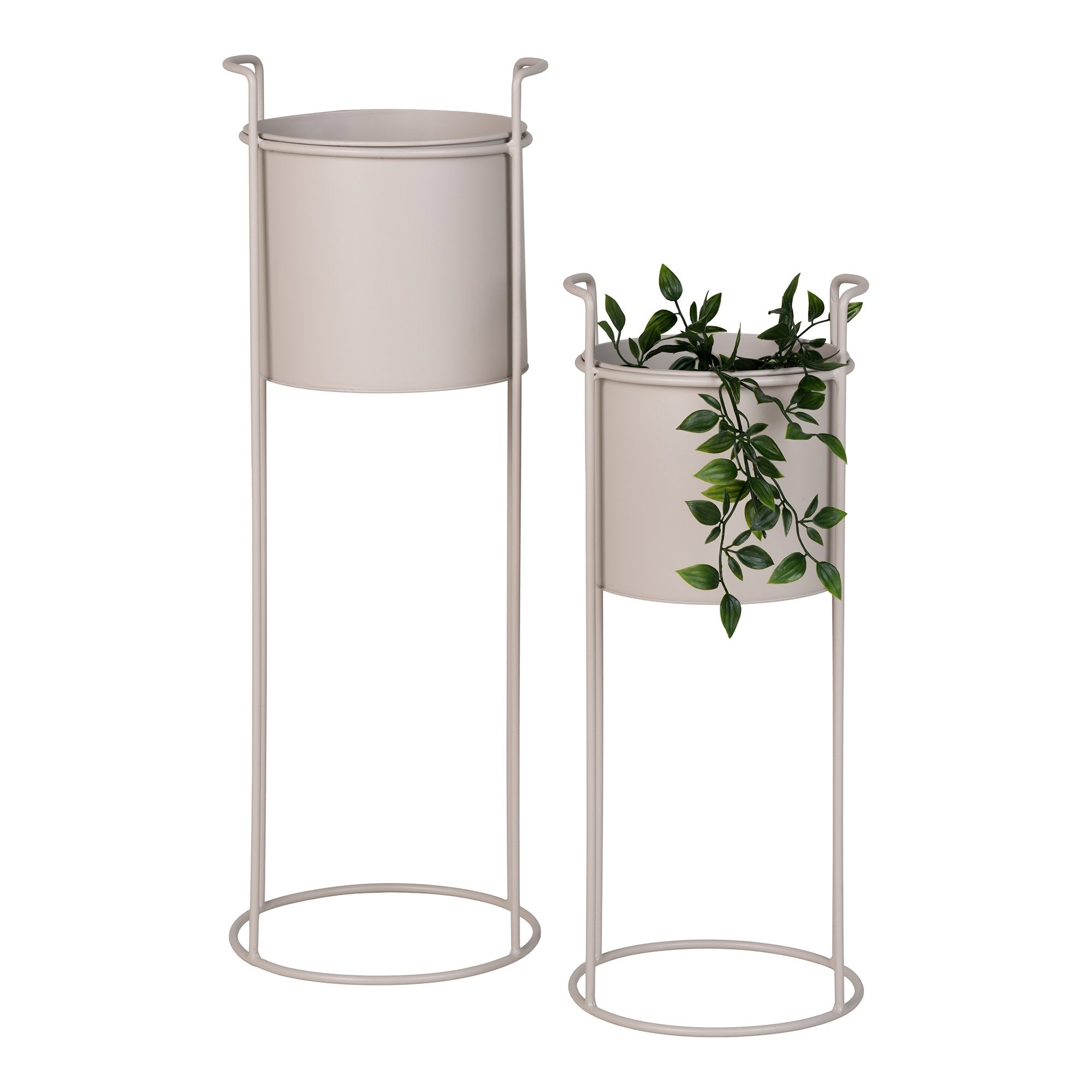 Rabo Bloempot - Bloempot, staal, zandkleurig (set van 2)