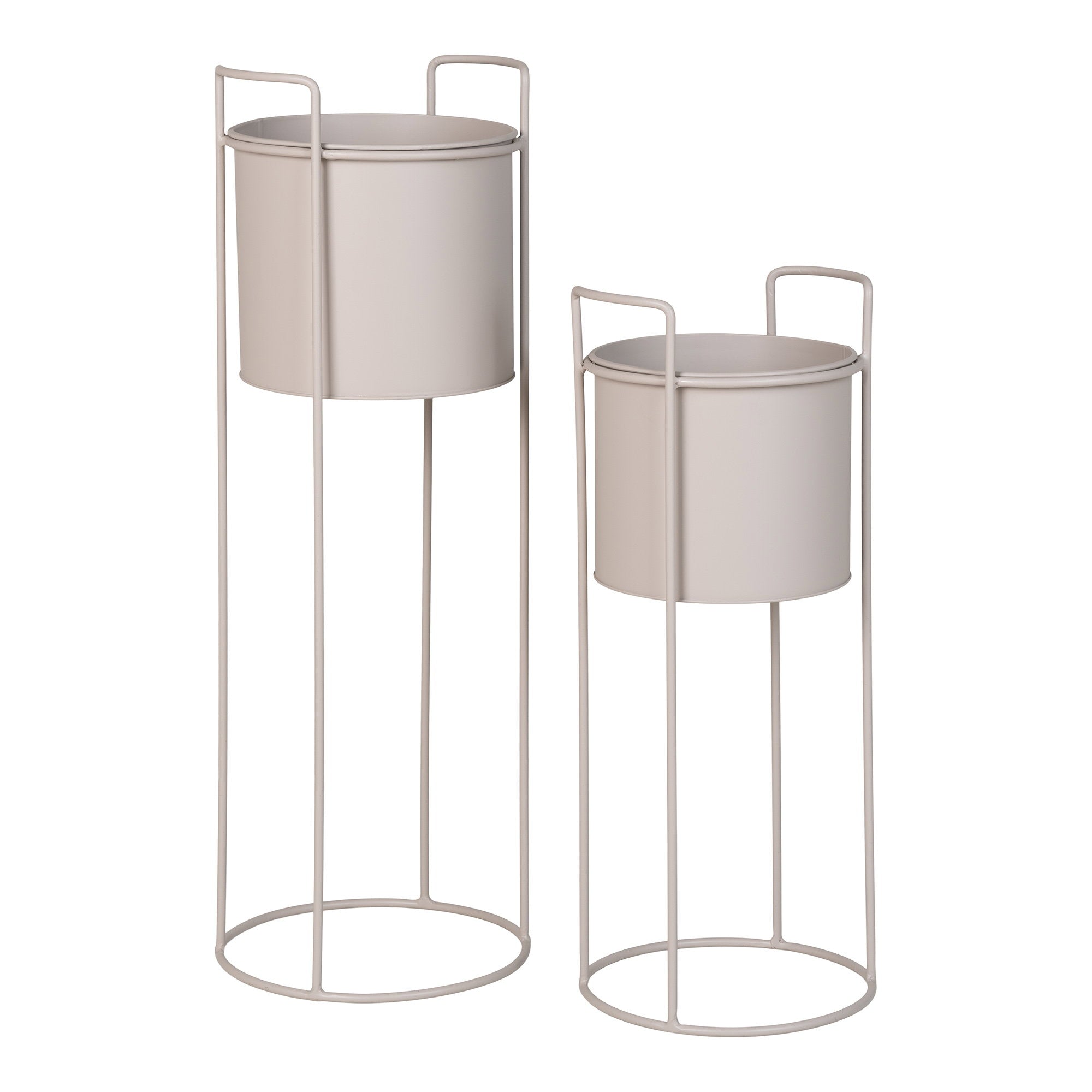 Rabo Bloempot - Bloempot, staal, zandkleurig (set van 2)