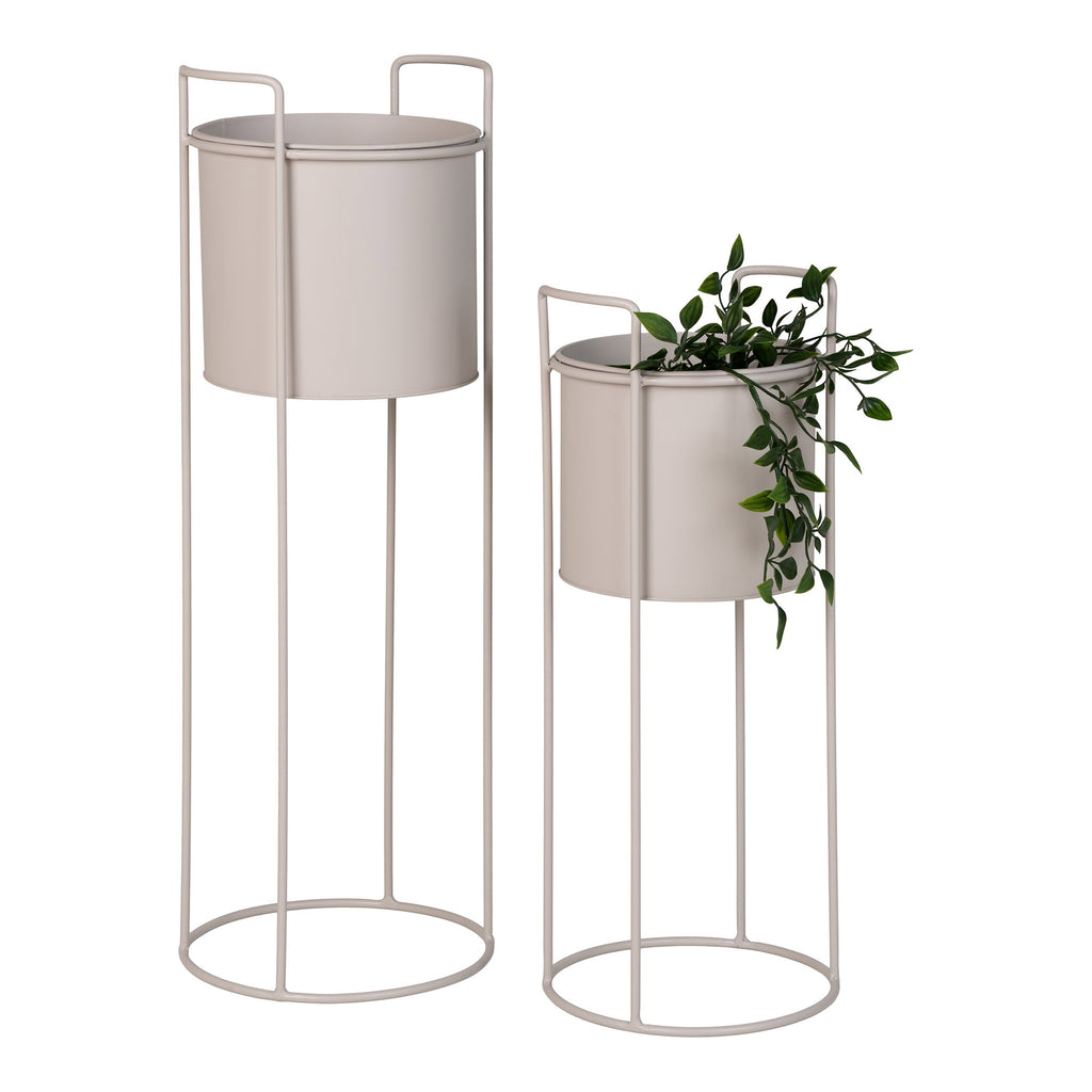 Rabo Bloempot - Bloempot, staal, zandkleurig (set van 2)