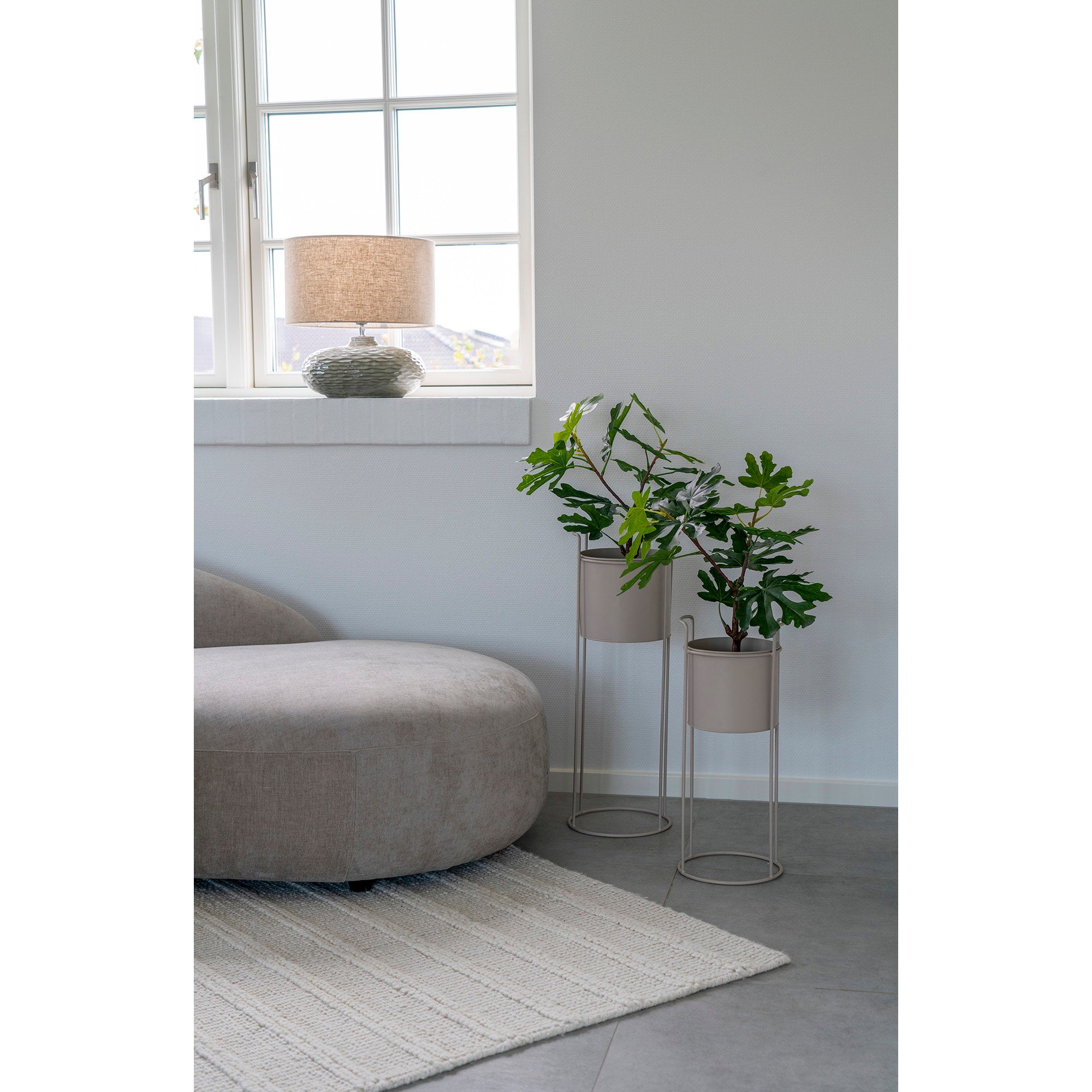 Rabo Bloempot - Bloempot, staal, zandkleurig (set van 2)