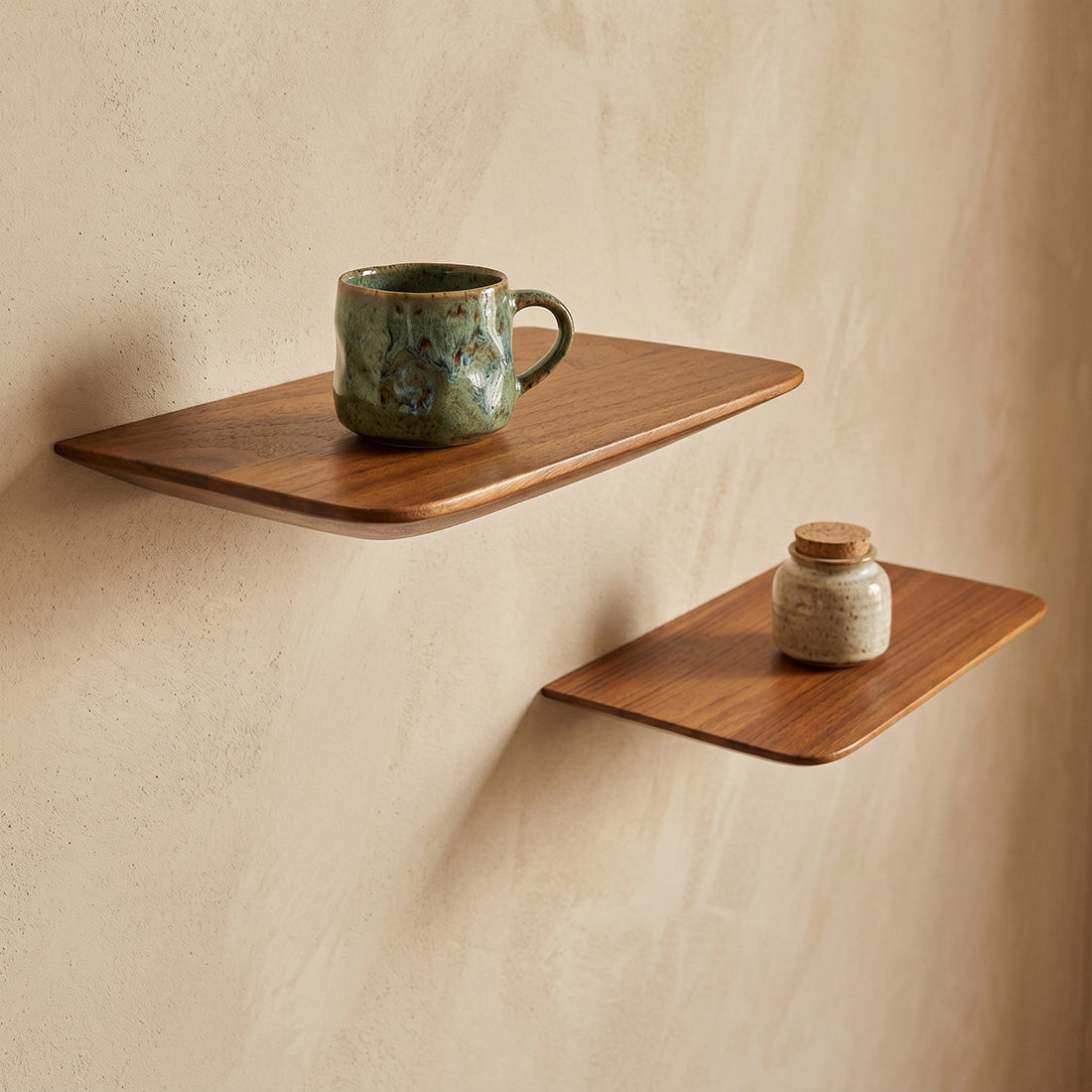 Craftsman teakhouten wandplank - (set van 2) 25 cm