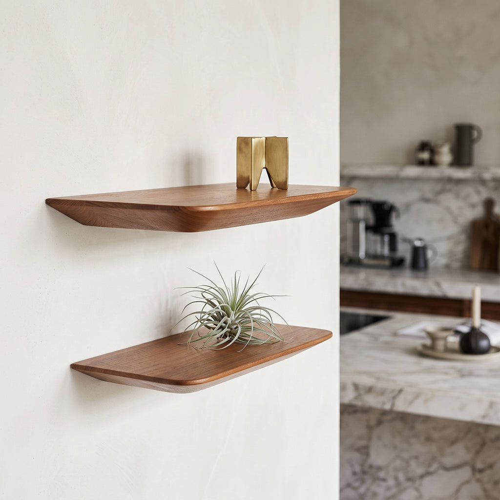 Craftsman teakhouten wandplank - (set van 2) 25 cm