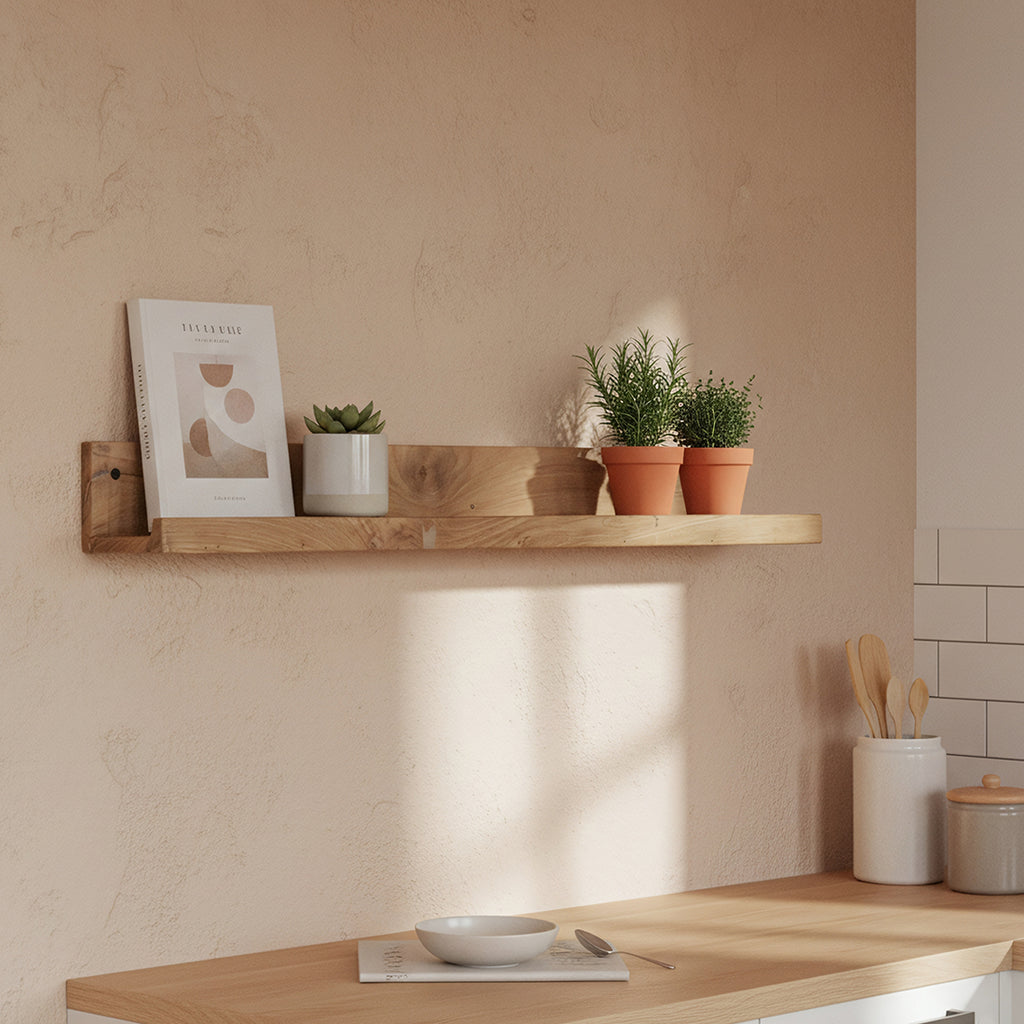 Elements teakhouten wandplank - 75x8x8 cm