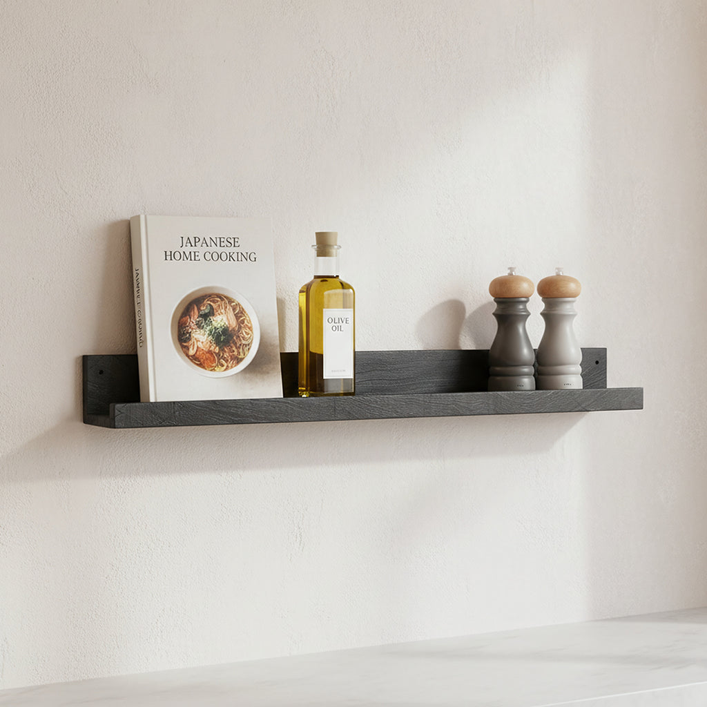 Factory wandplank zwart - FSC-gerecycled hout - 75x8x8 cm