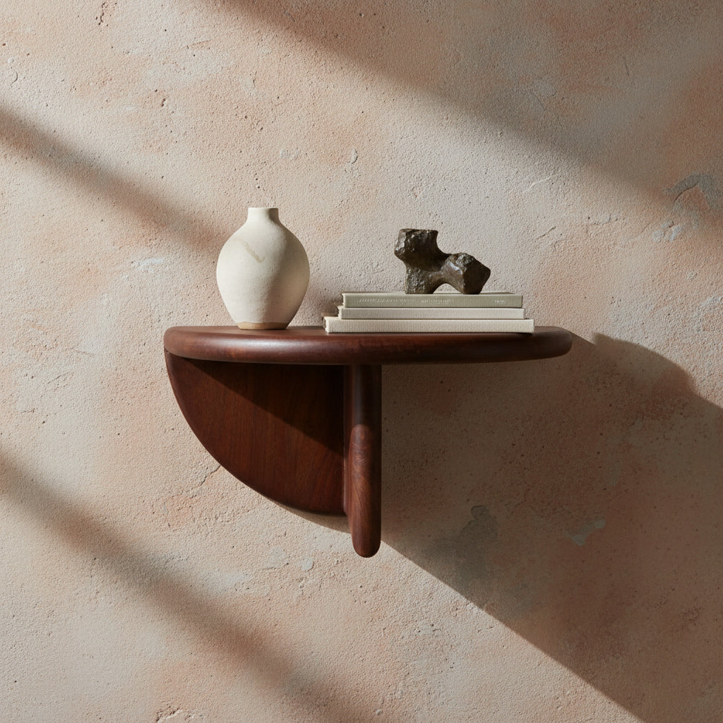 Bullnose mangohouten wandplank rond