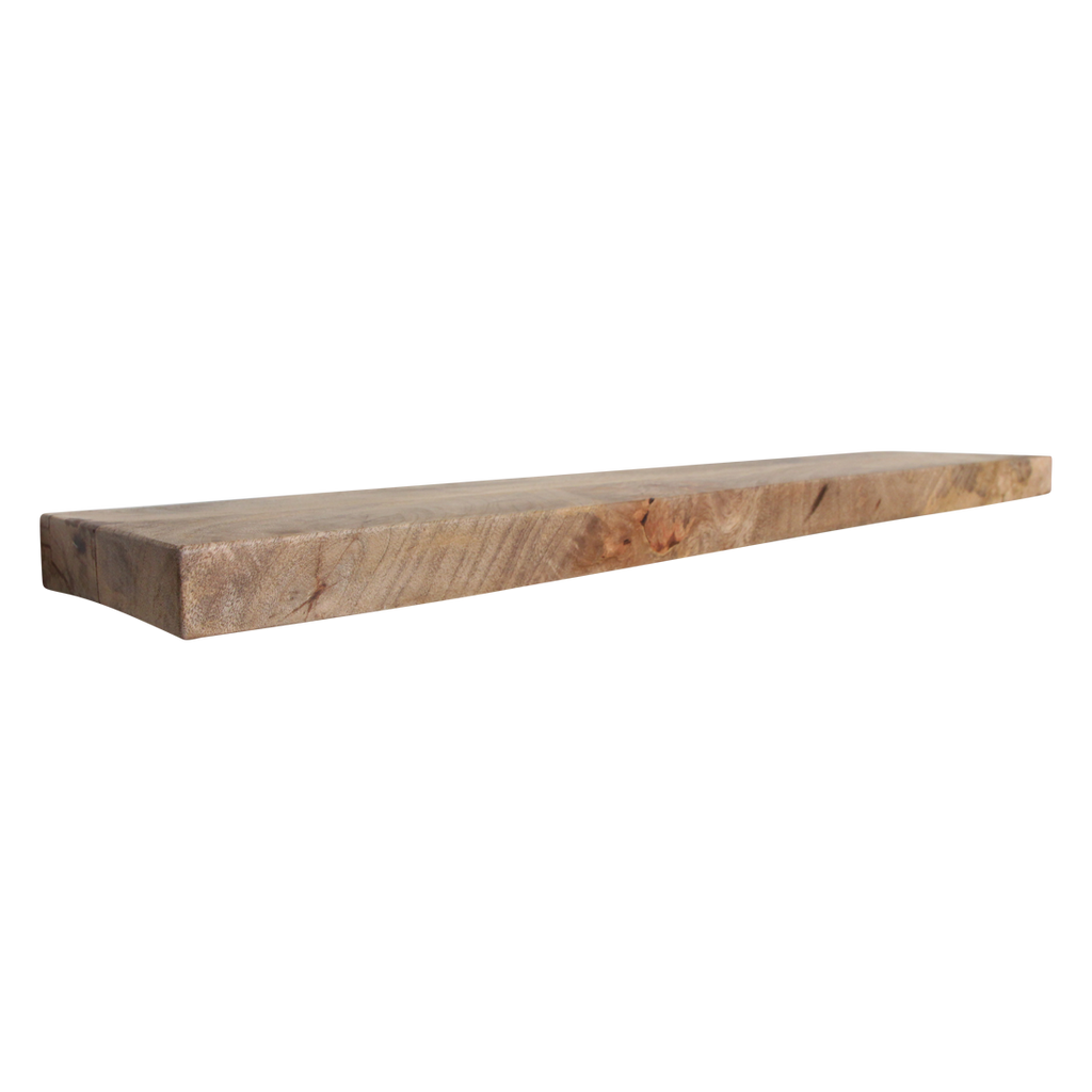 Mangohouten zwevende wandplank - 80x18x3,8 cm