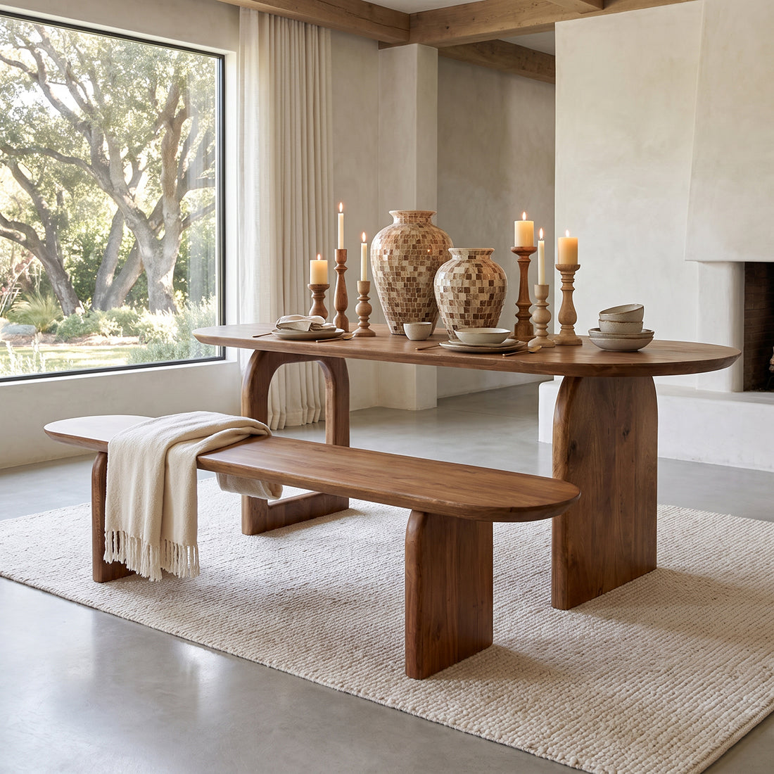 Bullnose dining bench - 180 cm