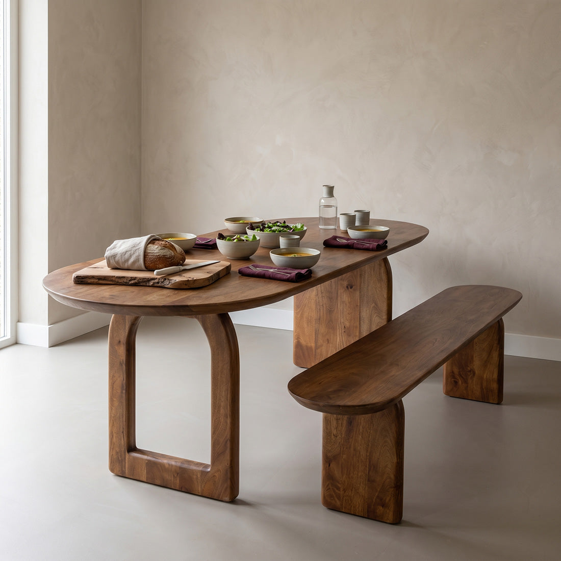 Bullnose eetkamerbank - 200 cm