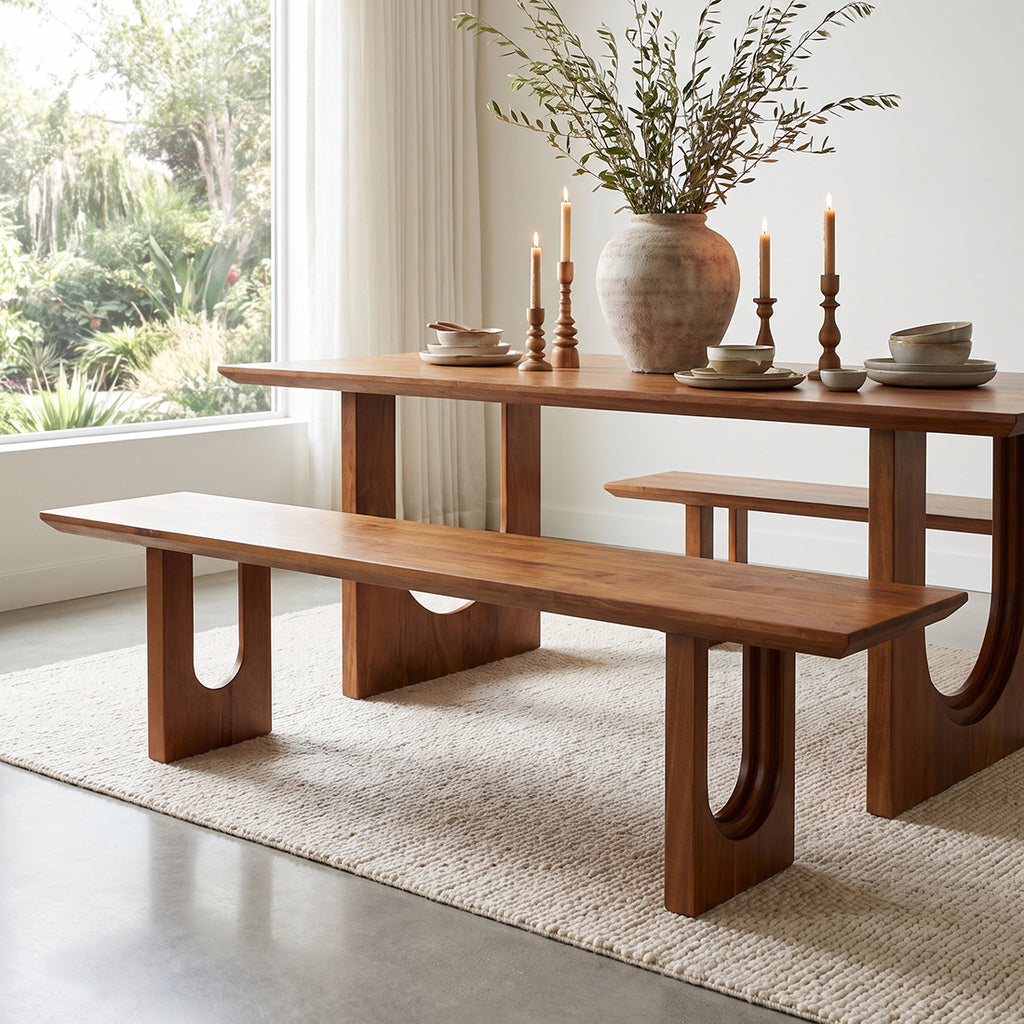 Bullnose Chamfered Mango Wood Dining Bench - 180 cm