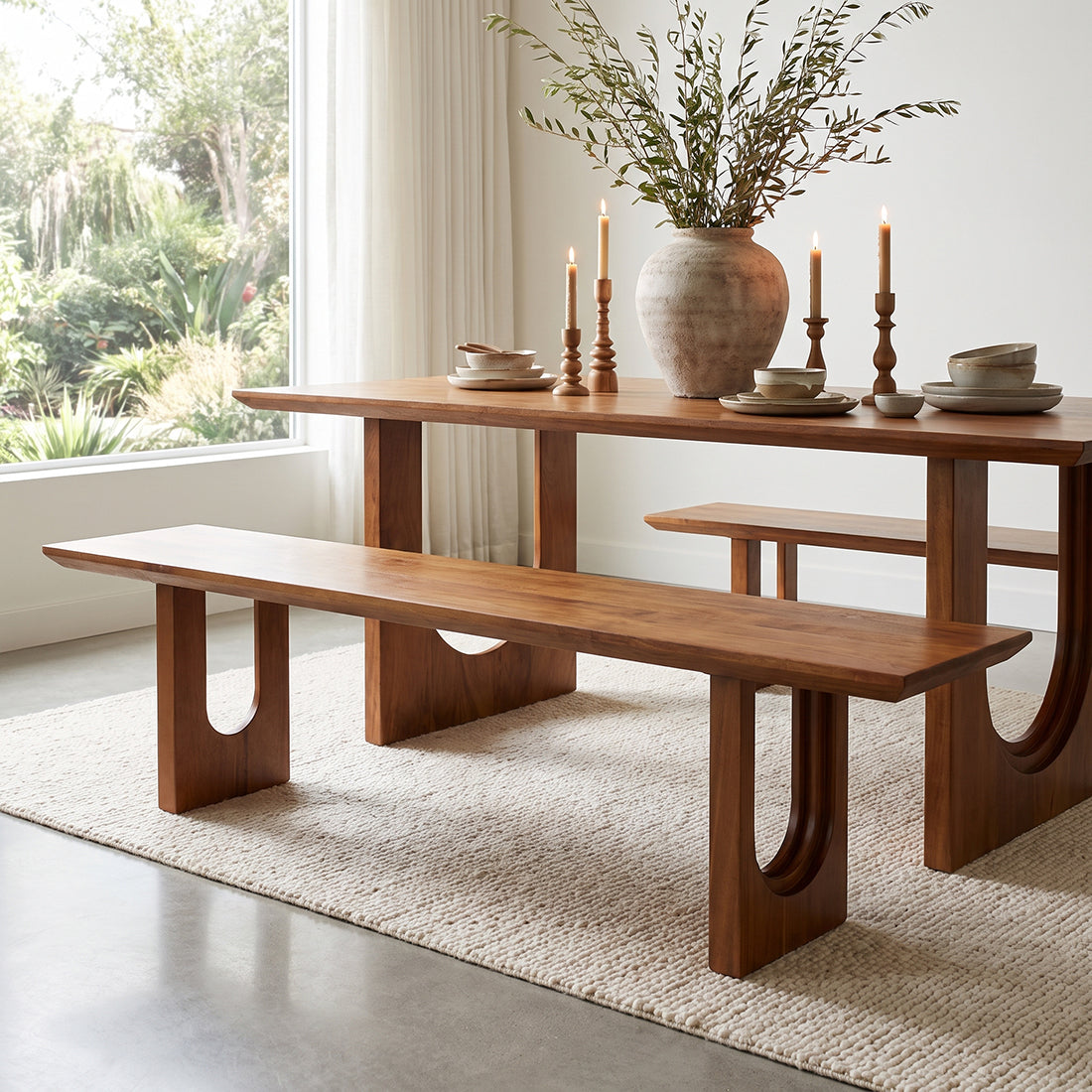 Bullnose Chamfered Mango Wood Dining Bench - 180 cm